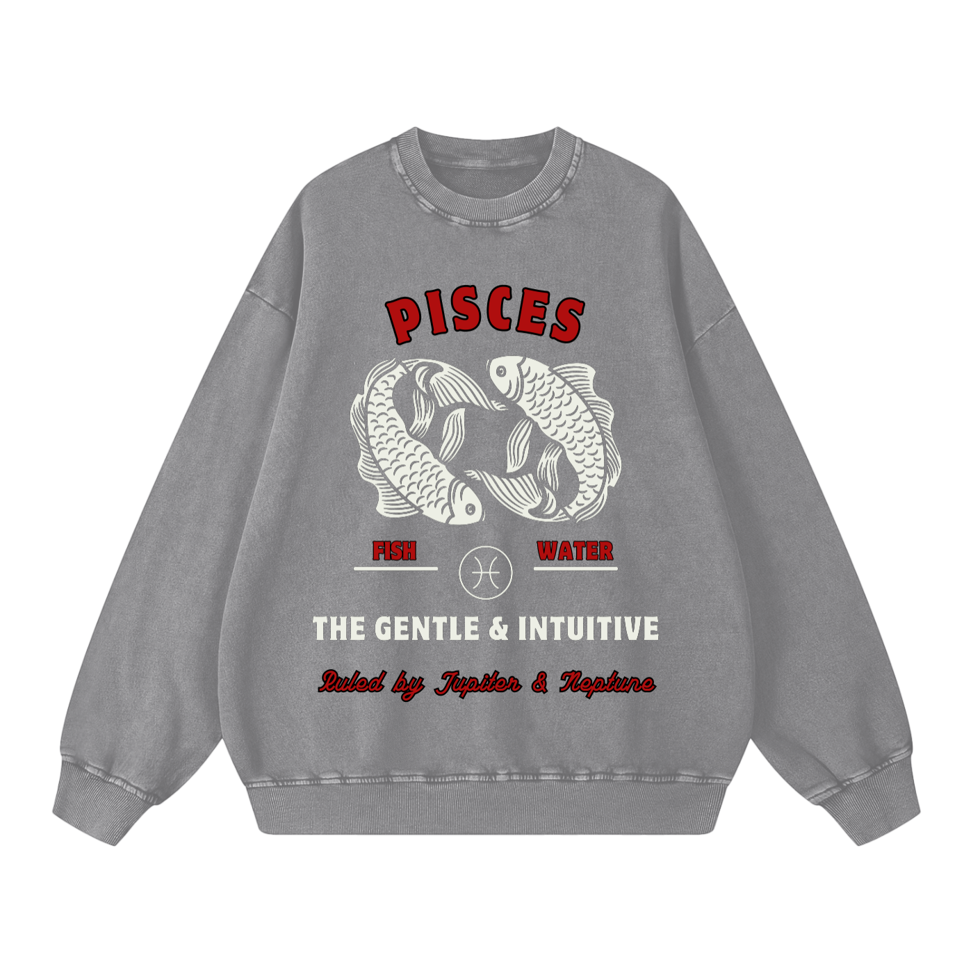 ‘Pisces” White Print CCC Zodiac Collection Crewneck