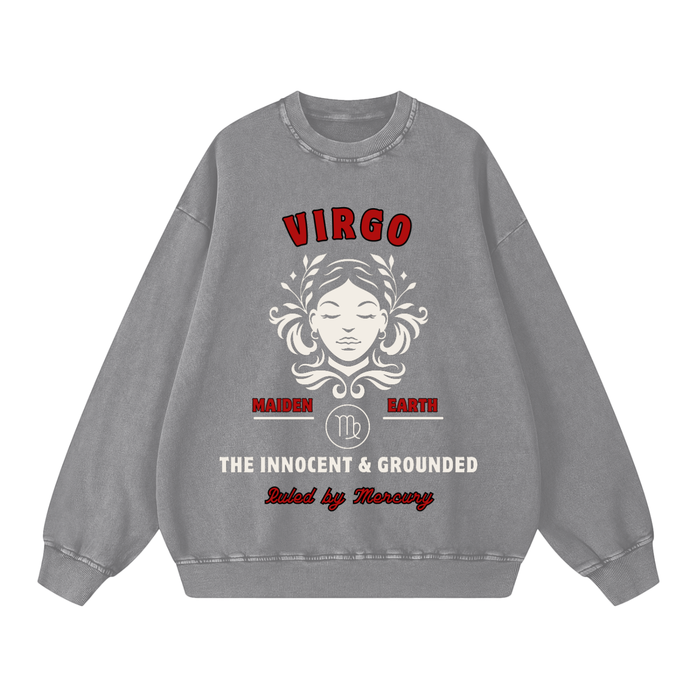 ‘Virgo’ White Print CCC Zodiac Collection Crewneck