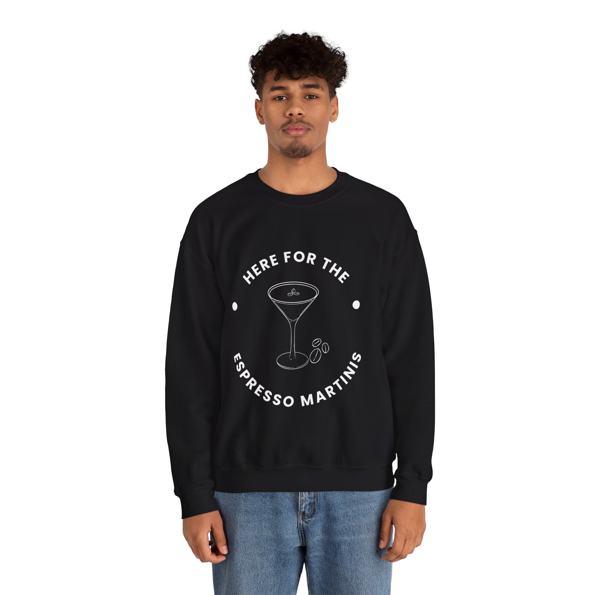 ‘Espresso Martinis’ White Print Graphic Crewneck