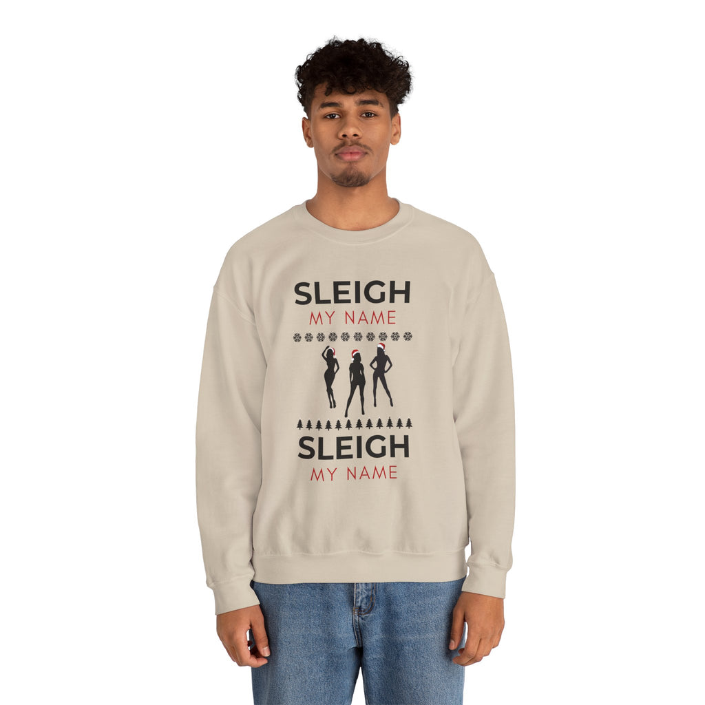 ‘Sleigh My Name’ Black Print Christmas Crewneck