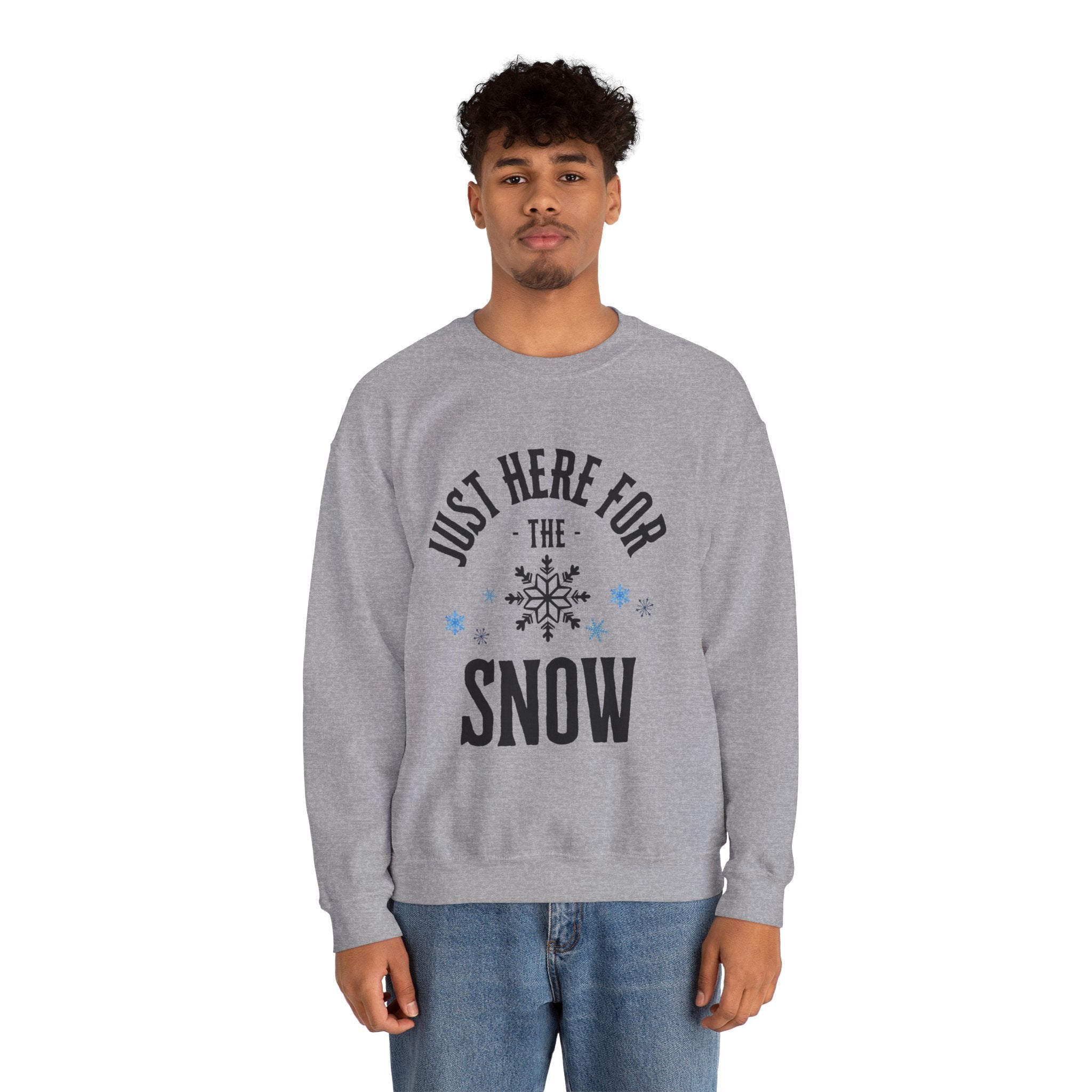 ‘Here For The Snow’ Black Print Crewneck