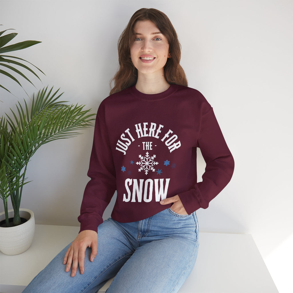 ‘Here For The Snow’ White Print Crewneck