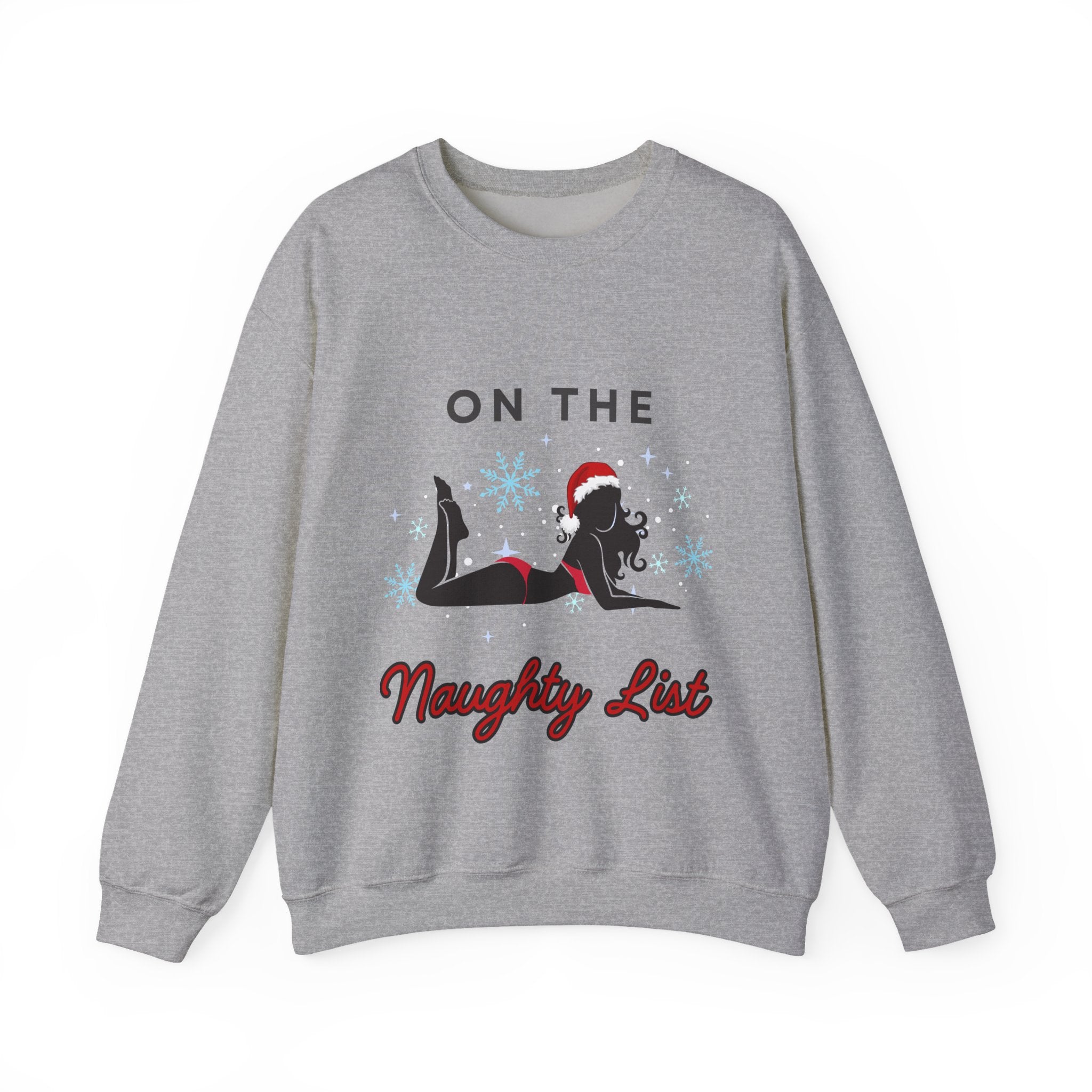 ‘On the Naughty List’ Black Print Christmas Crewneck