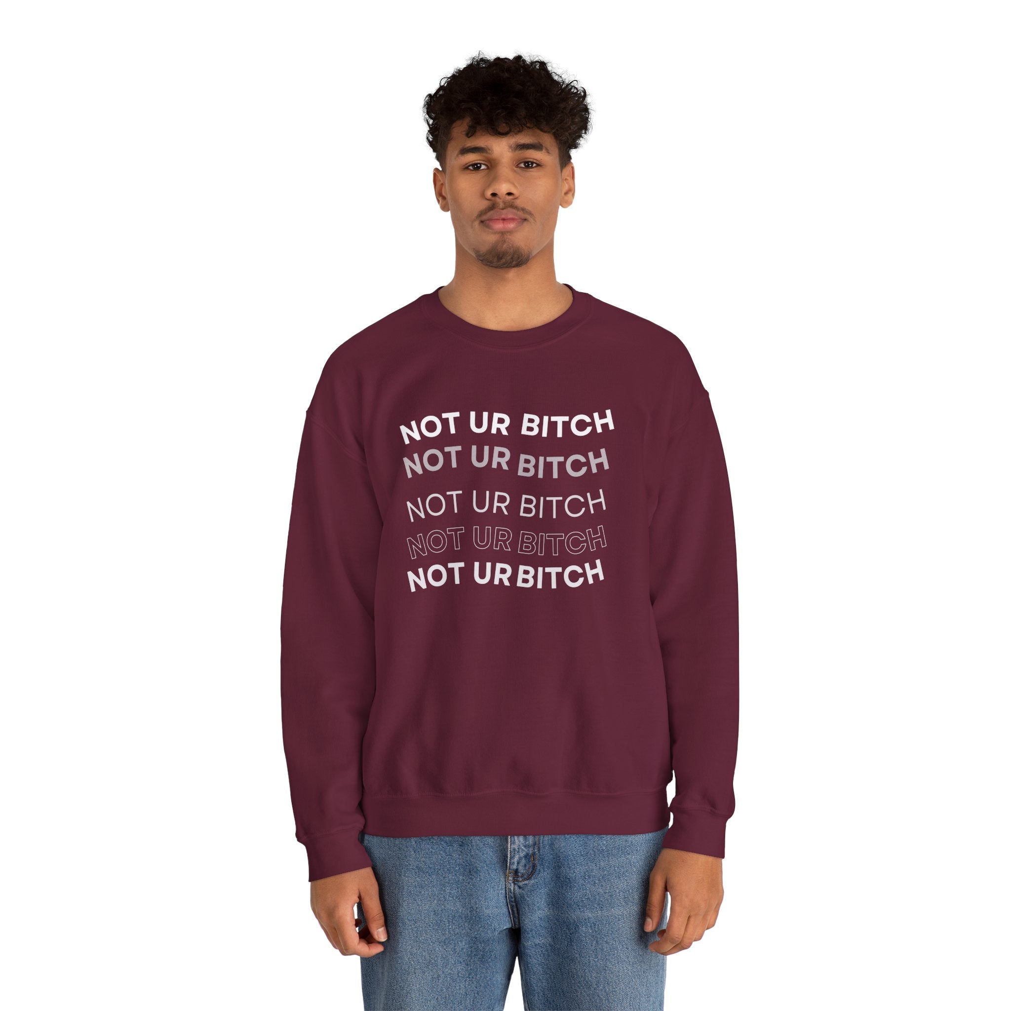 ‘Not Ur Bitch’ White Print Crewneck