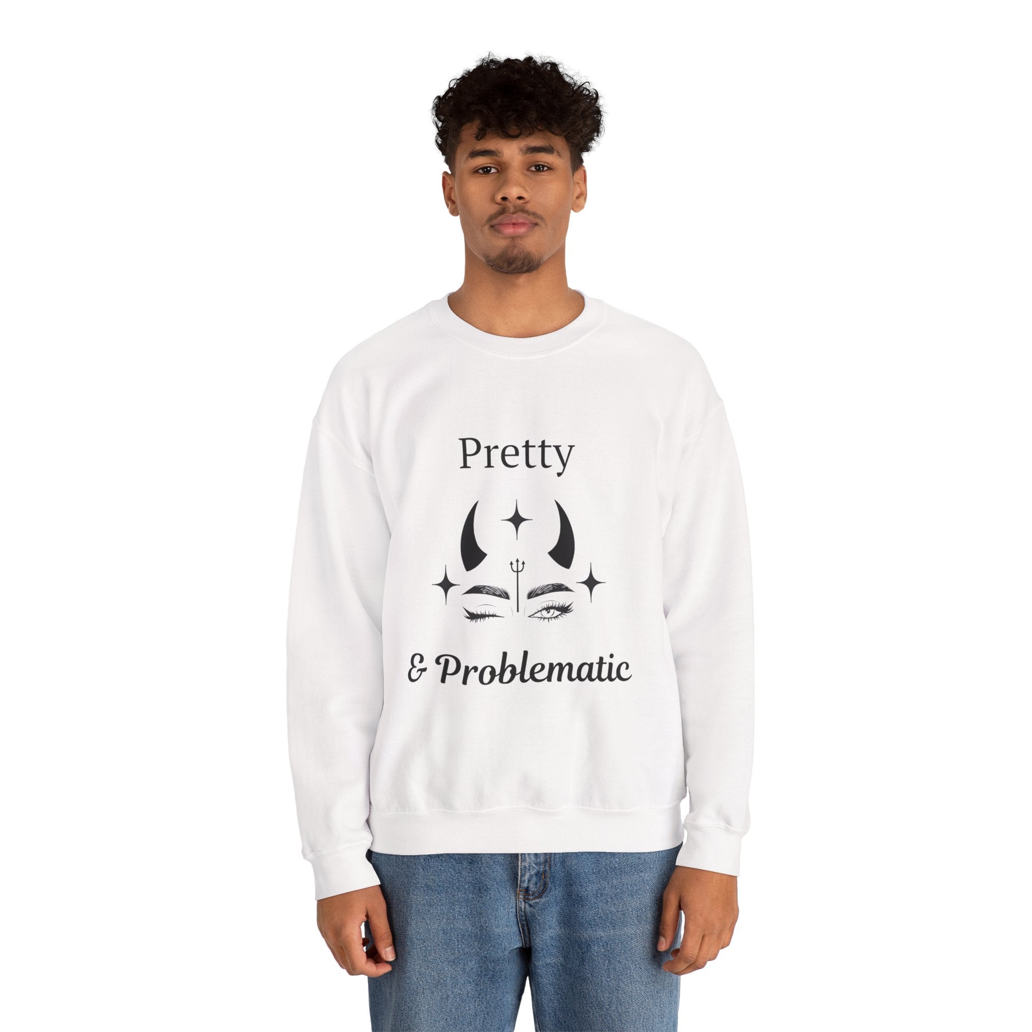 ‘Pretty & Problematic’ Black Print Graphic Crewneck