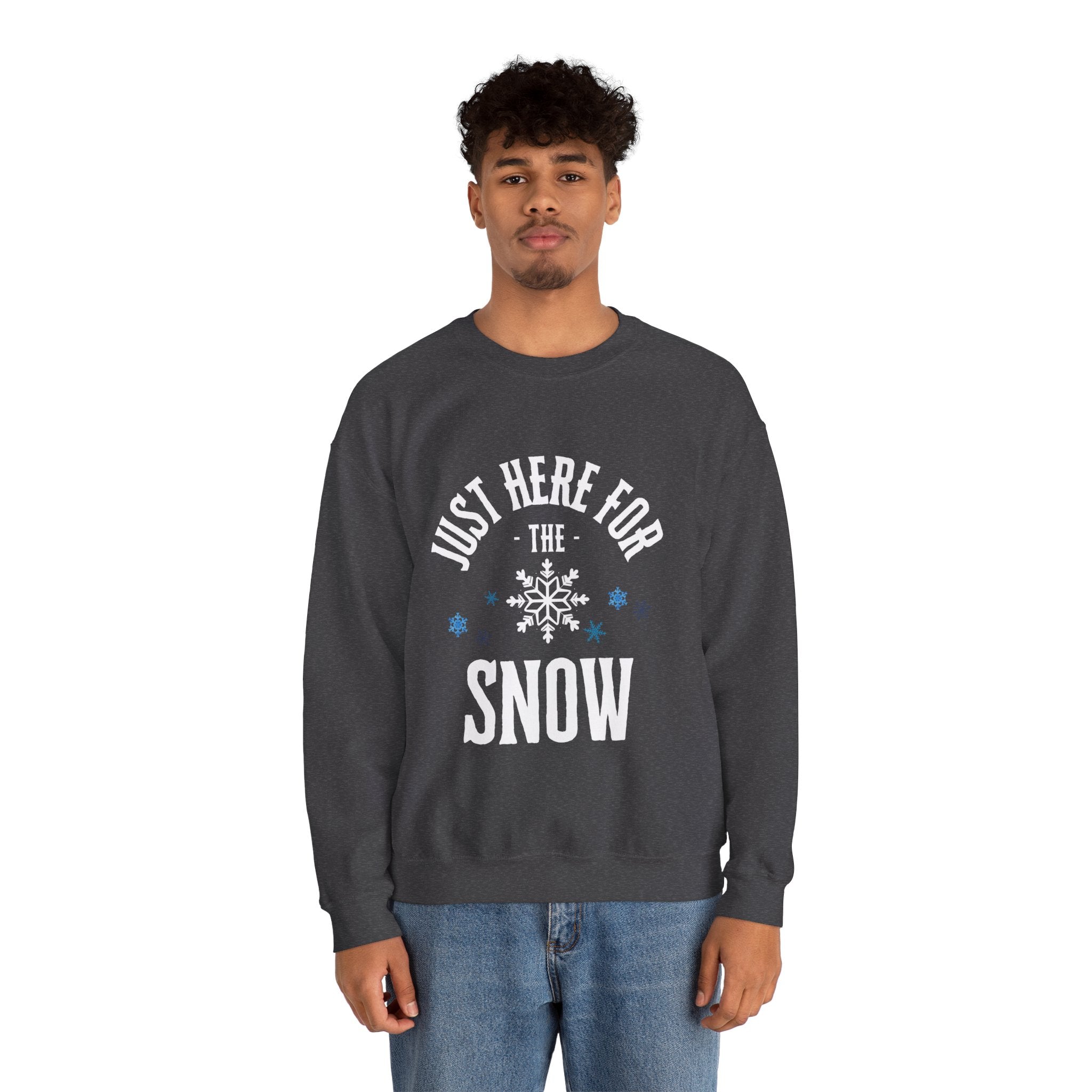 ‘Here For The Snow’ White Print Crewneck