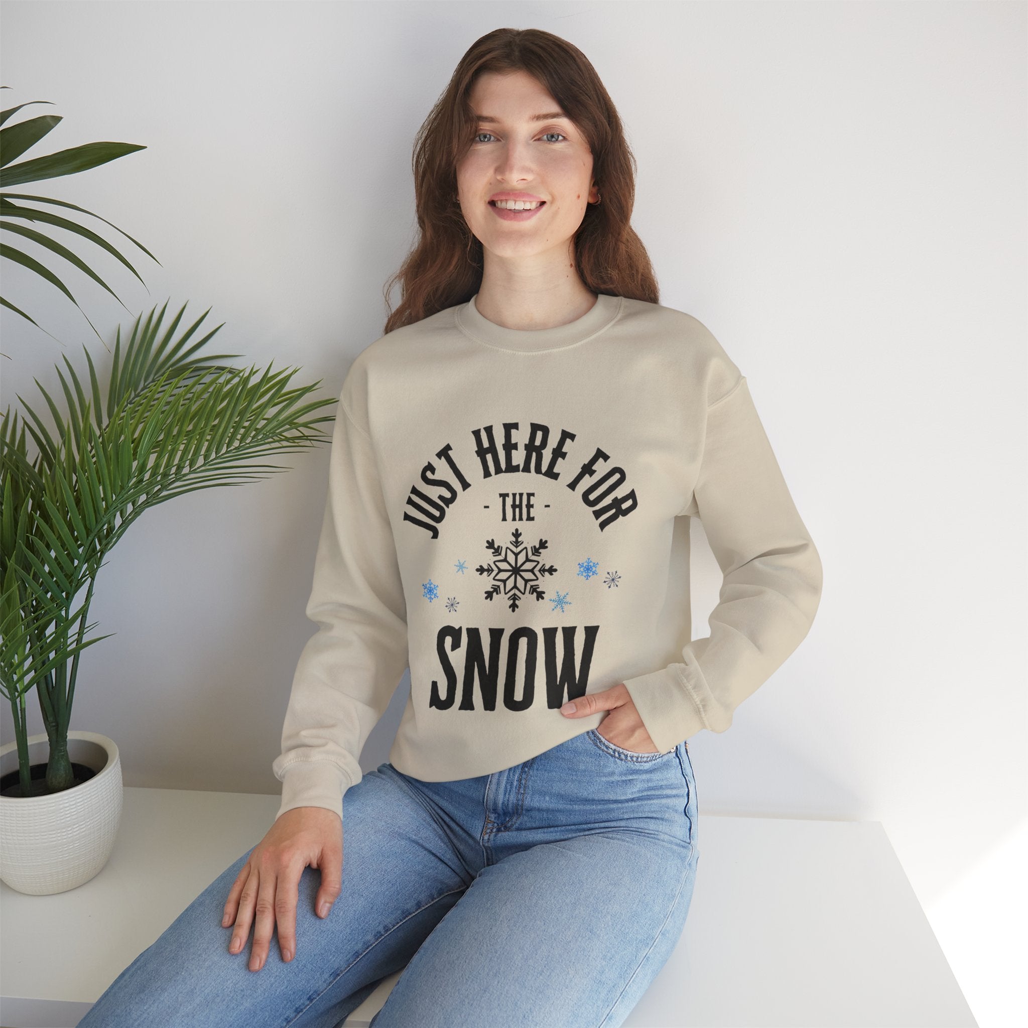‘Here For The Snow’ Black Print Crewneck