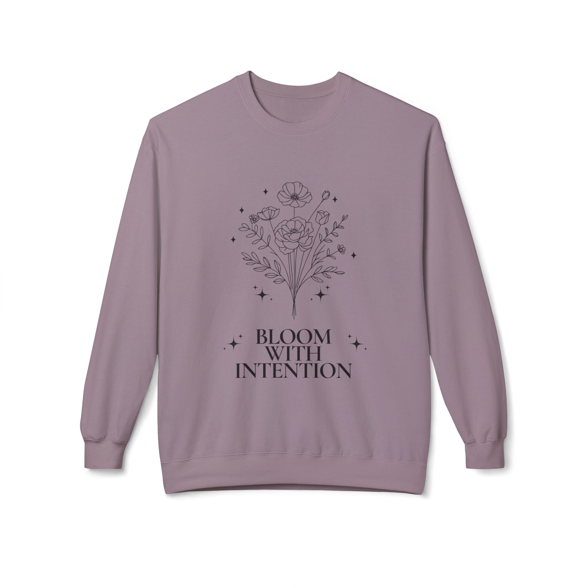 ‘Bloom with Intention’ Black Print Crewneck