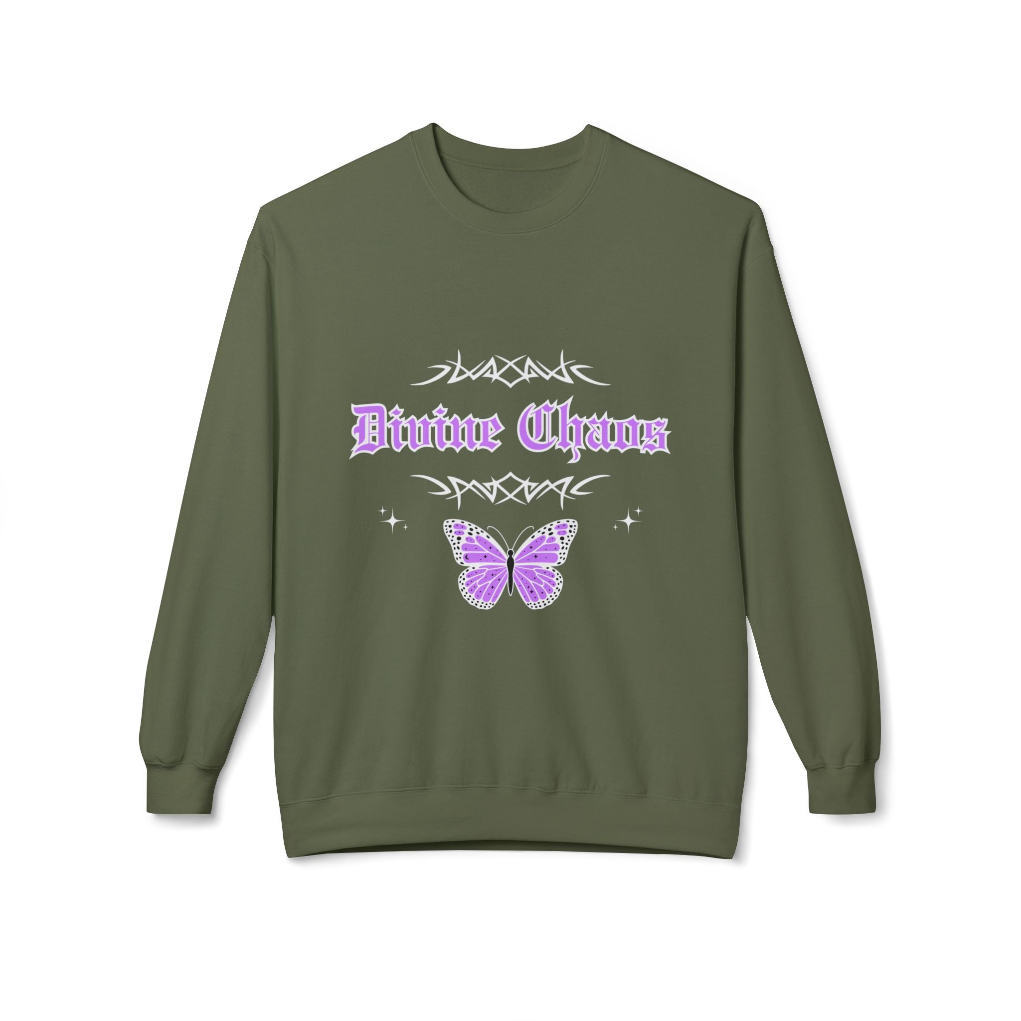 ‘Divine Chaos’ Butterfly White Print Crewneck