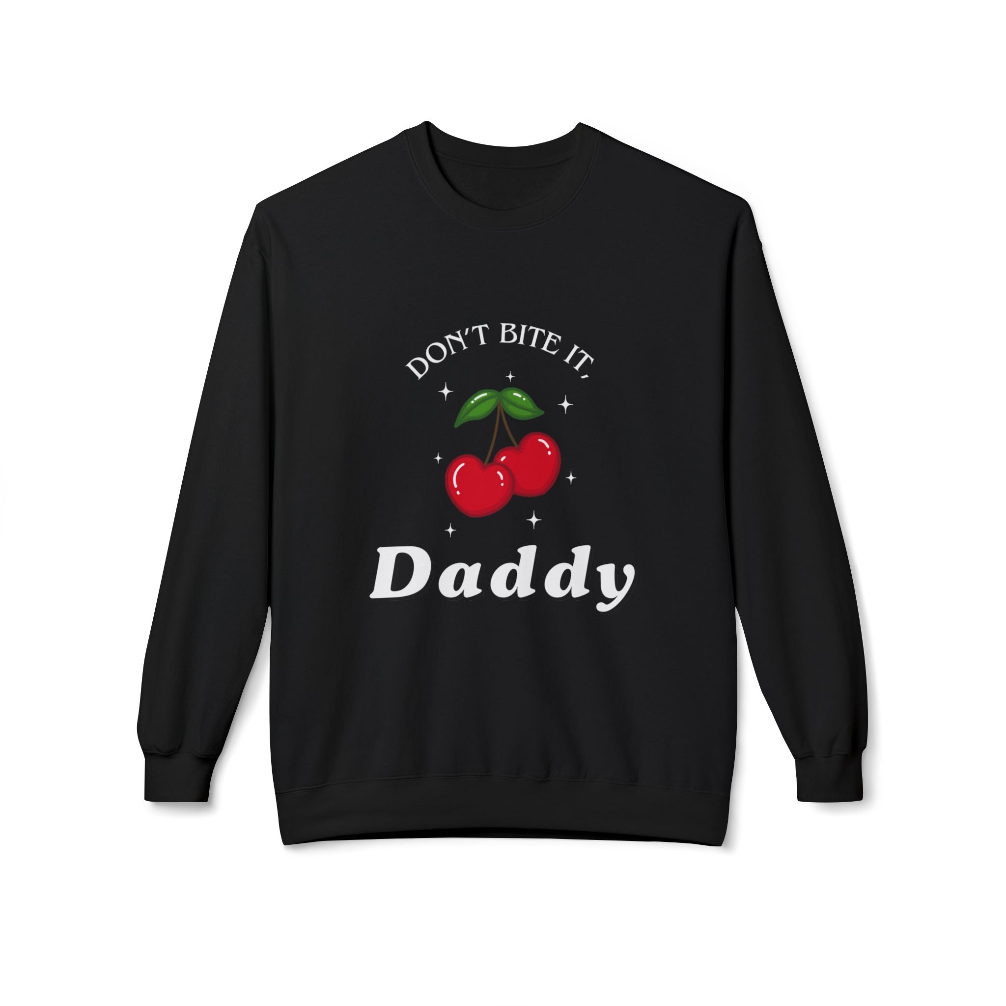 ‘Don't Bite It’ Cherry Black Print Crewneck