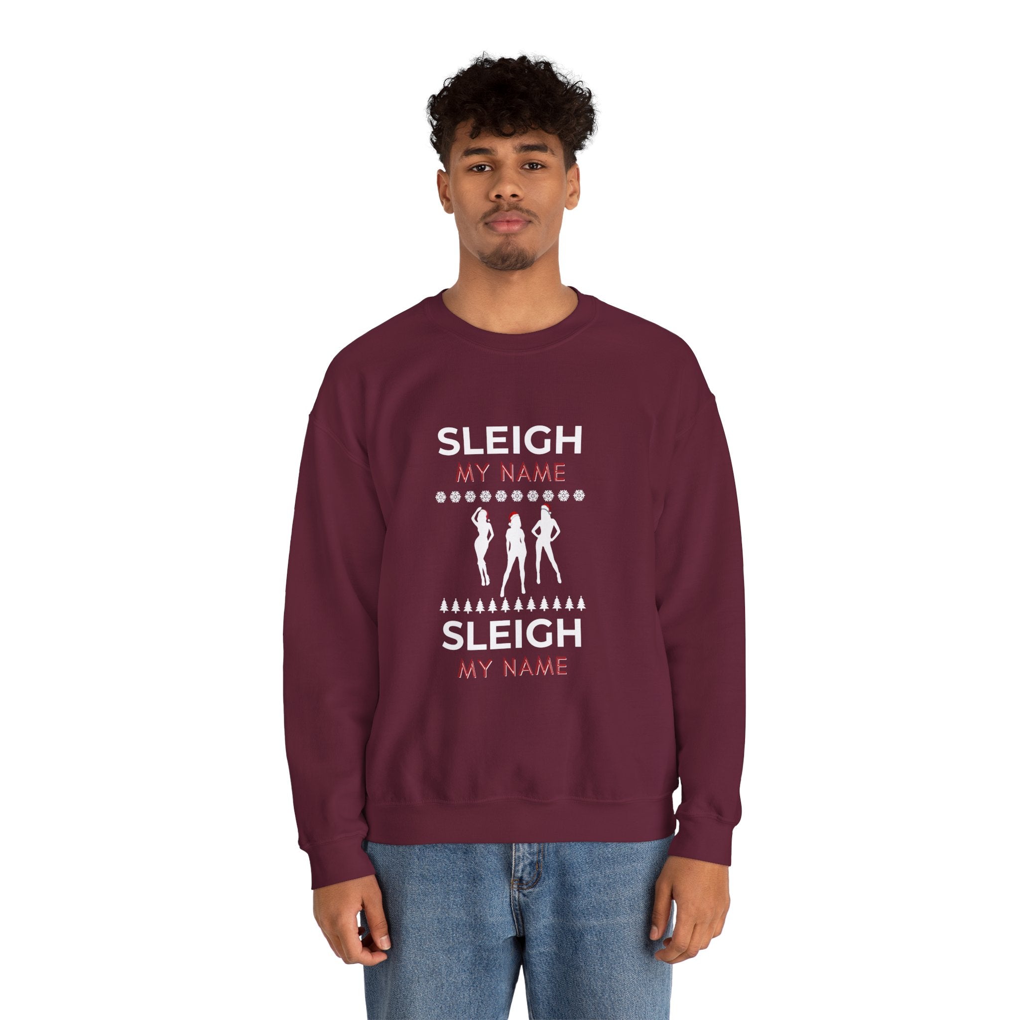 ‘Sleigh My Name’  White Print Christmas Crewneck