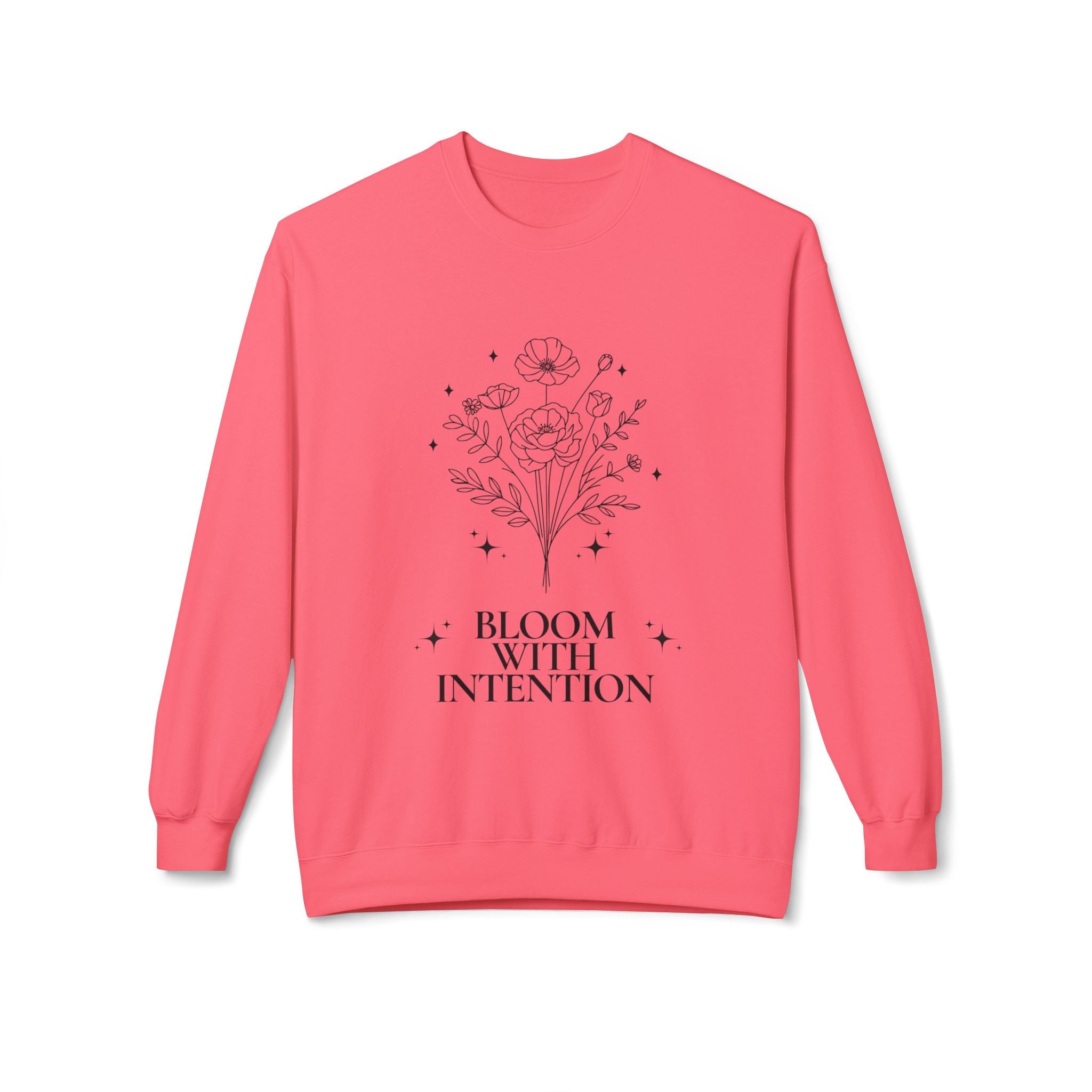 ‘Bloom with Intention’ Black Print Crewneck
