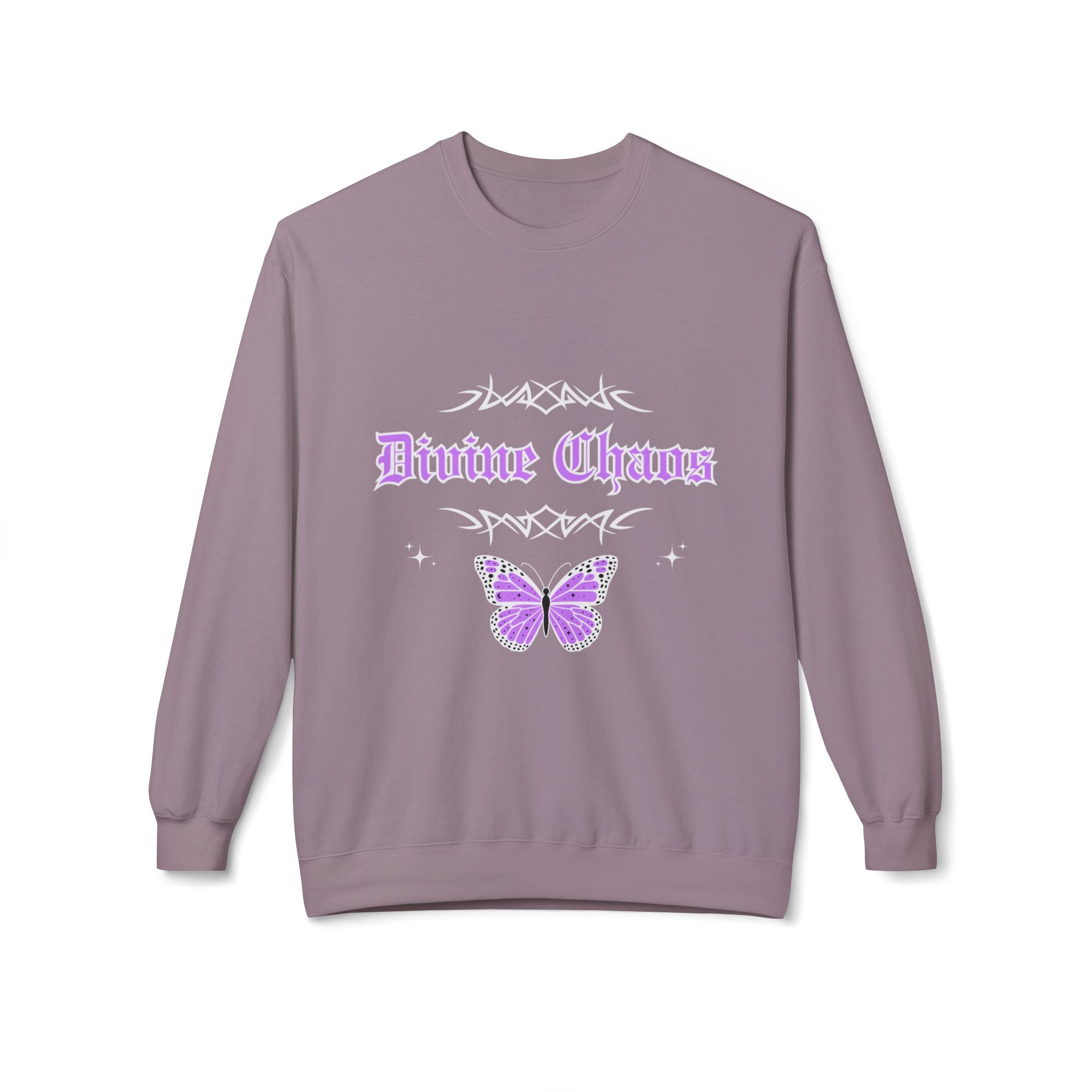 ‘Divine Chaos’ Butterfly White Print Crewneck