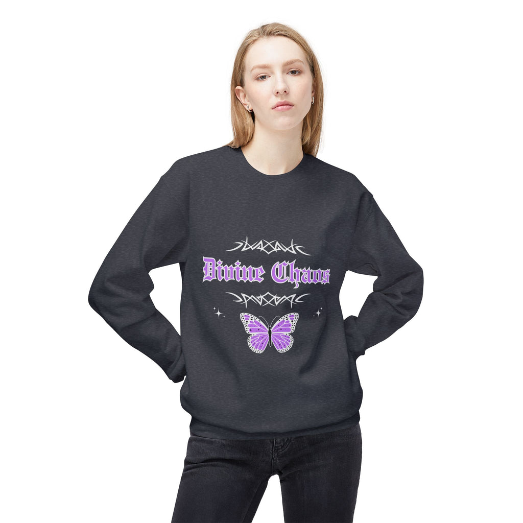 ‘Divine Chaos’ Butterfly White Print Crewneck
