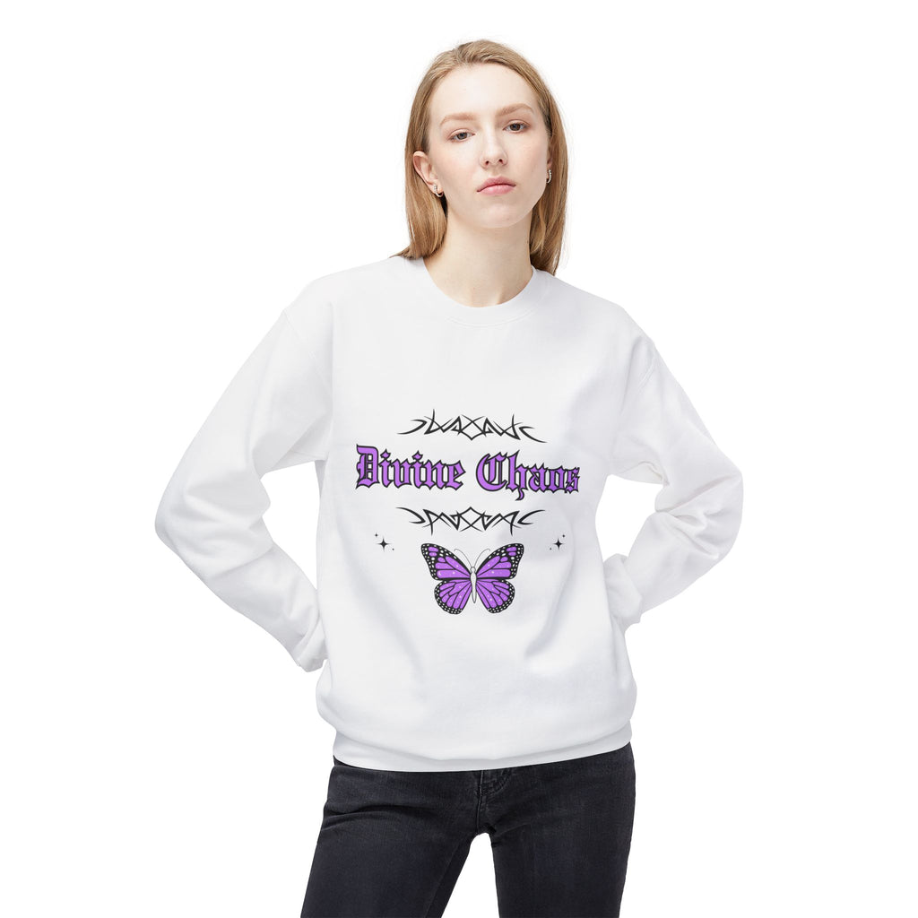 ‘Divine Chaos’ Butterfly Black Print Crewneck