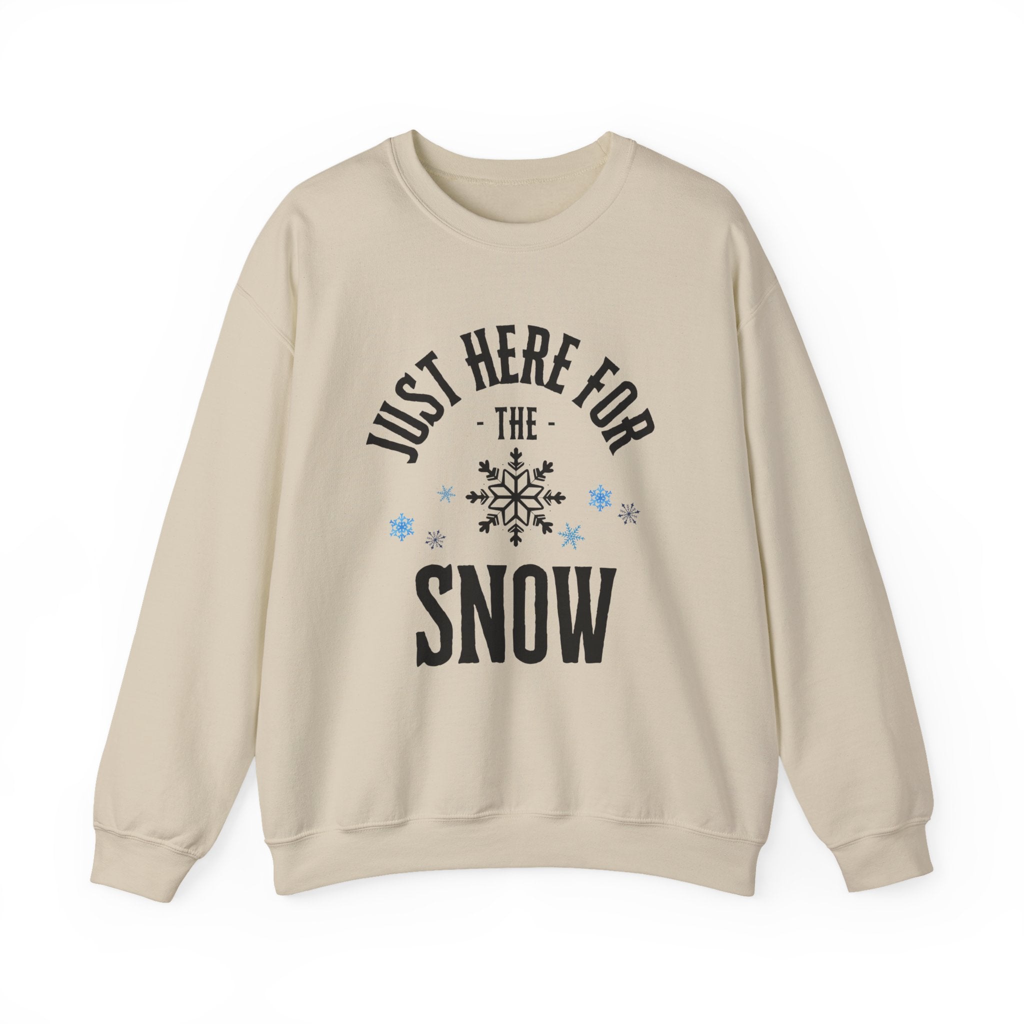 ‘Here For The Snow’ Black Print Christmas Crewneck