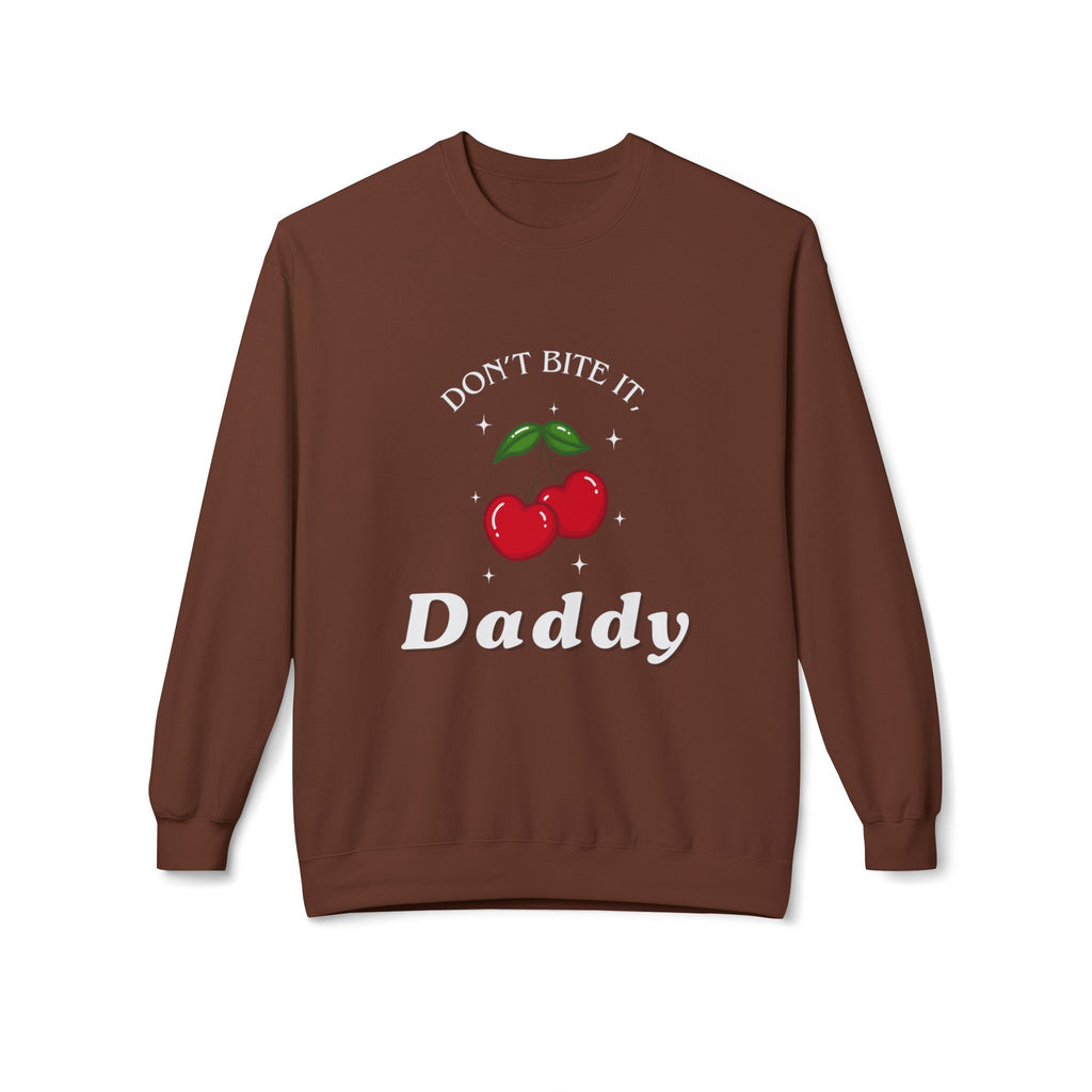 ‘Don't Bite It’ Cherry Black Print Crewneck