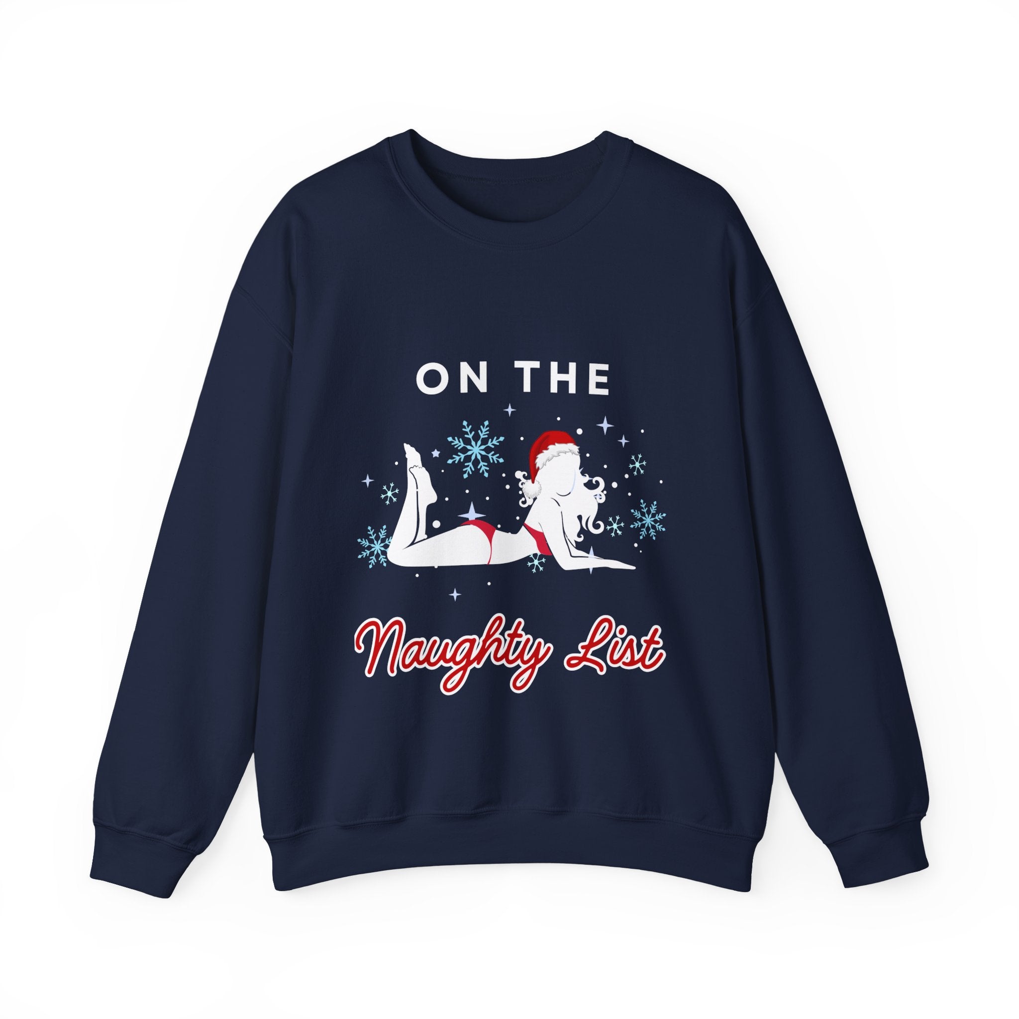 ‘On the Naughty List’ White Print Christmas Crewneck