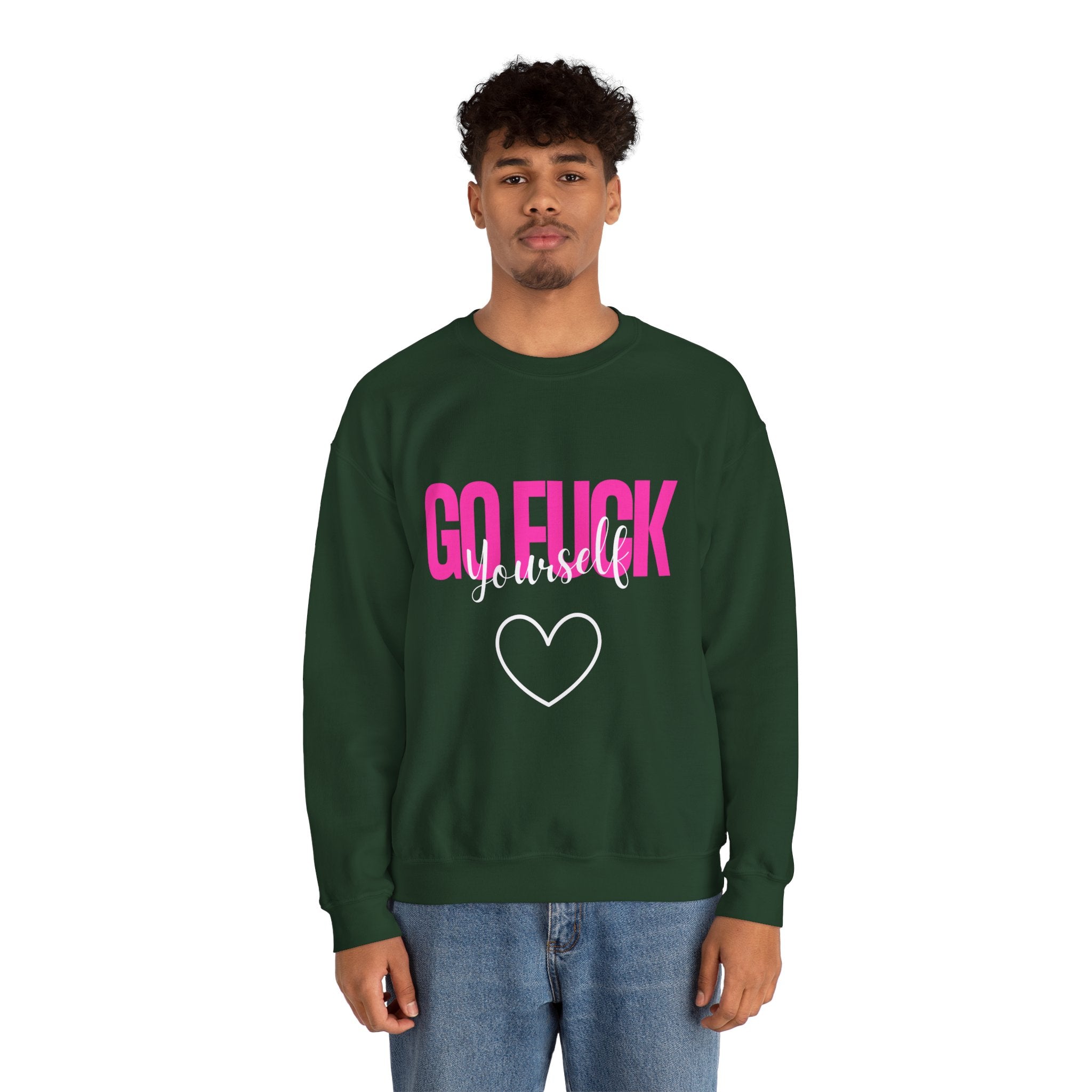 ‘Go F*** Yourself’ Pink/White Print Graphic Crewneck