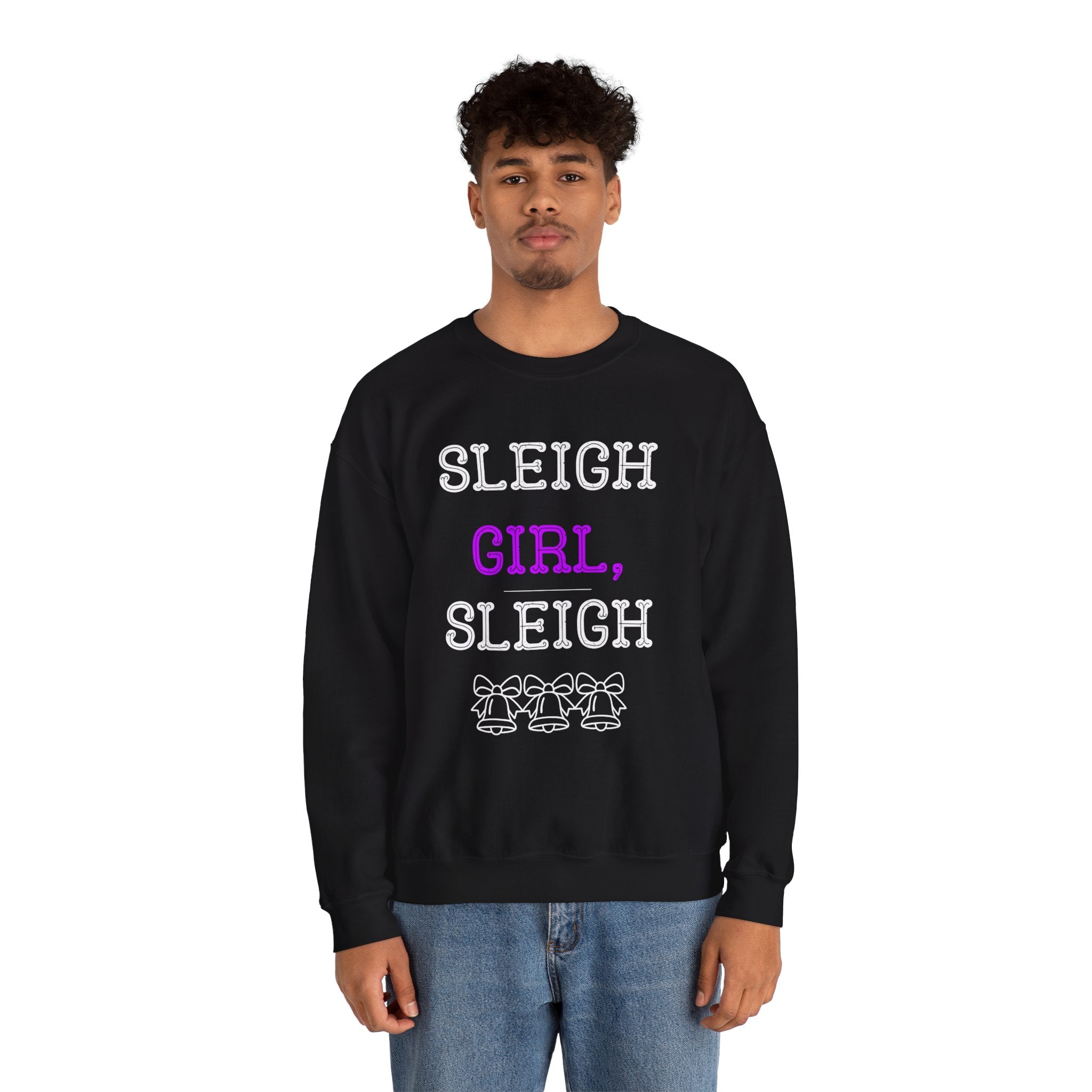 ‘Sleigh Girl Sleigh’ White Print Crewneck