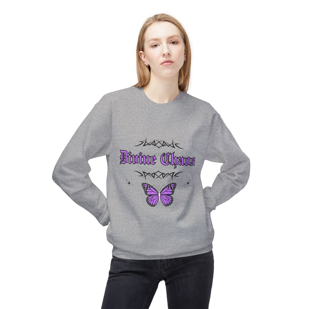 ‘Divine Chaos’ Butterfly Black Print Crewneck