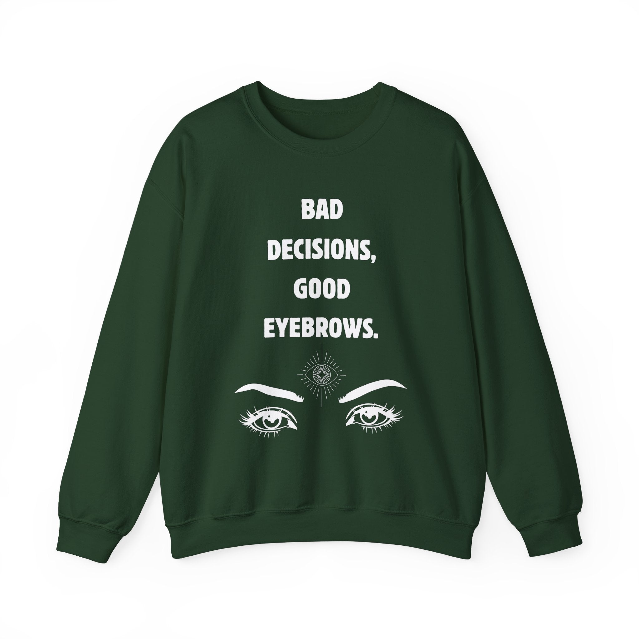 ‘Good Eyebrows’ White Print Crewneck