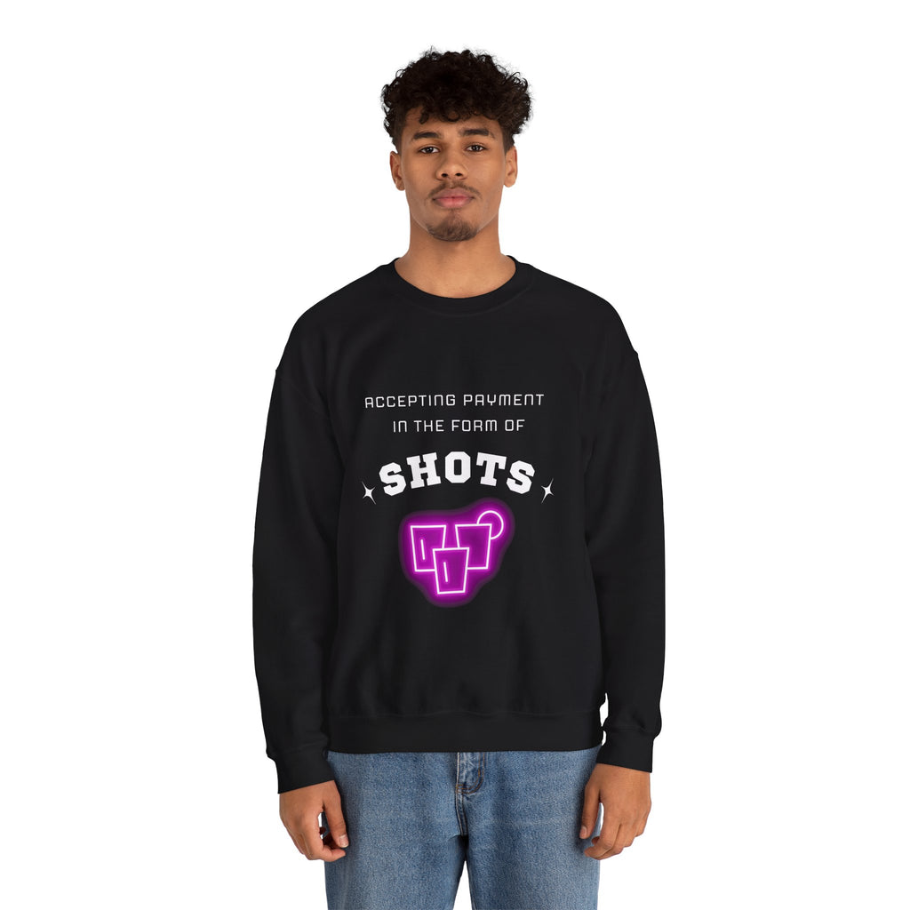 ‘Accepting $hots’ White Print Crewneck