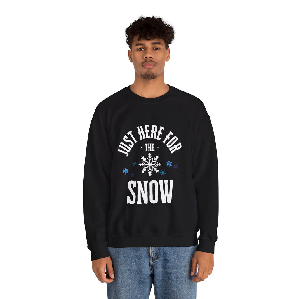 ‘Here For The Snow’ White Print Crewneck