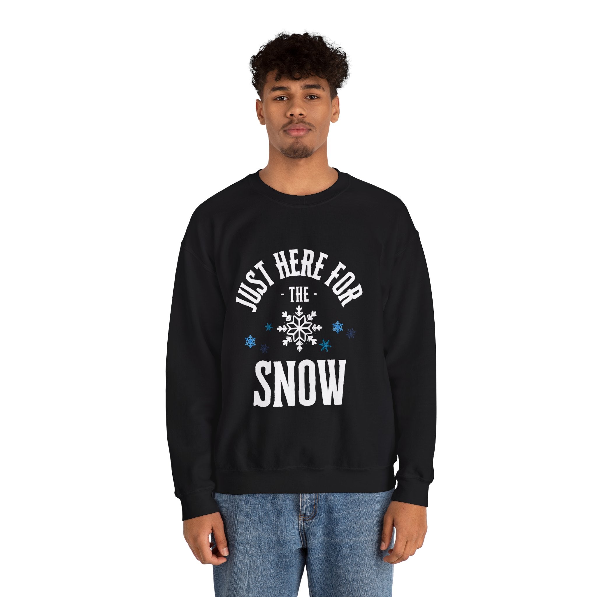 ‘Here For The Snow’ White Print Crewneck