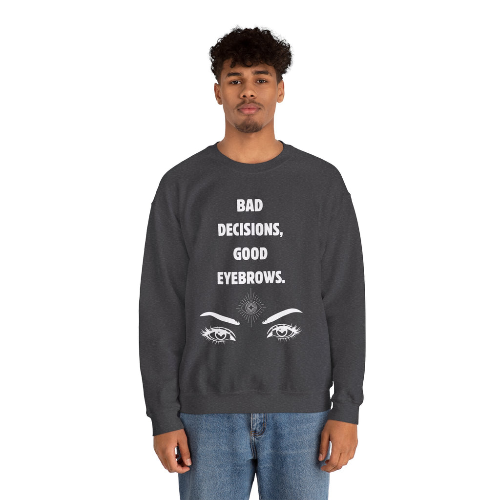 ‘Good Eyebrows’ White Print Crewneck