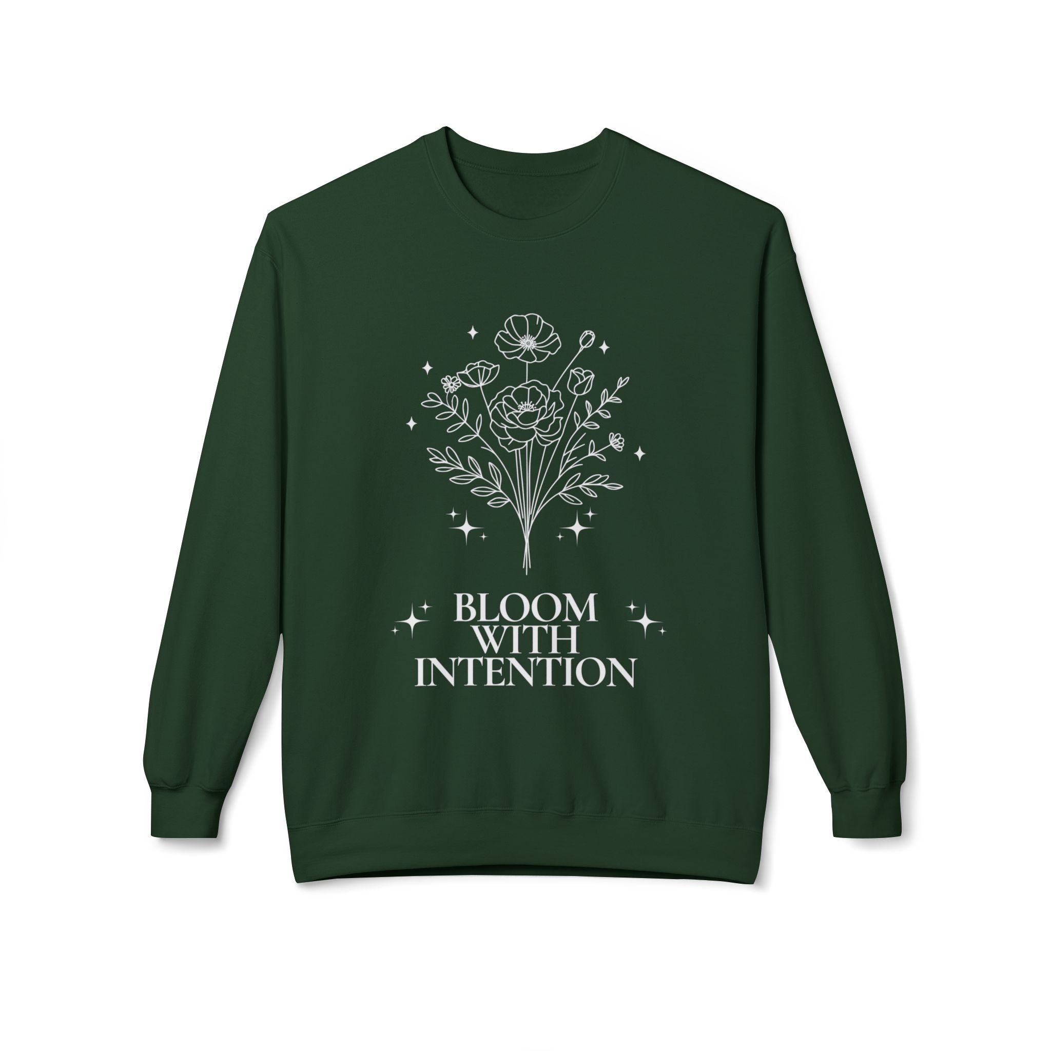 ‘Bloom with Intention’ White Print Crewneck
