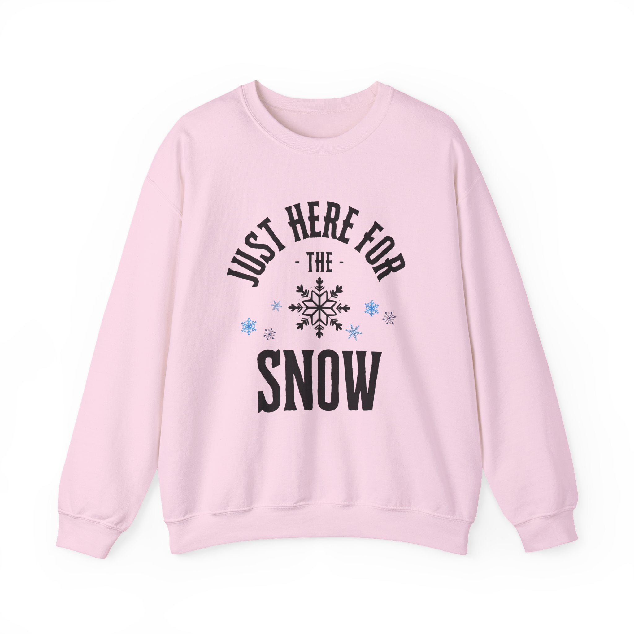 ‘Here For The Snow’ Black Print Christmas Crewneck