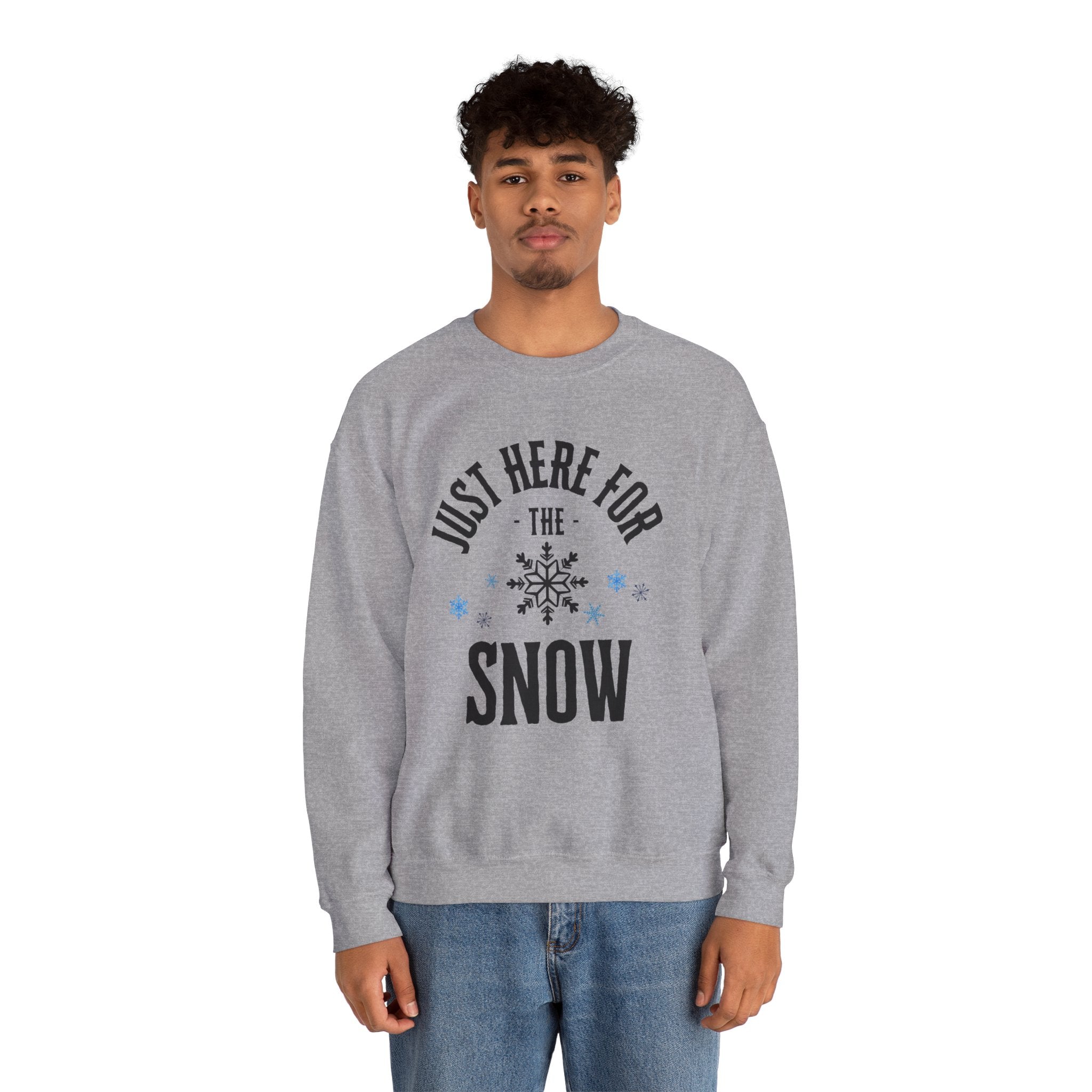 ‘Here For The Snow’ Black Print Christmas Crewneck