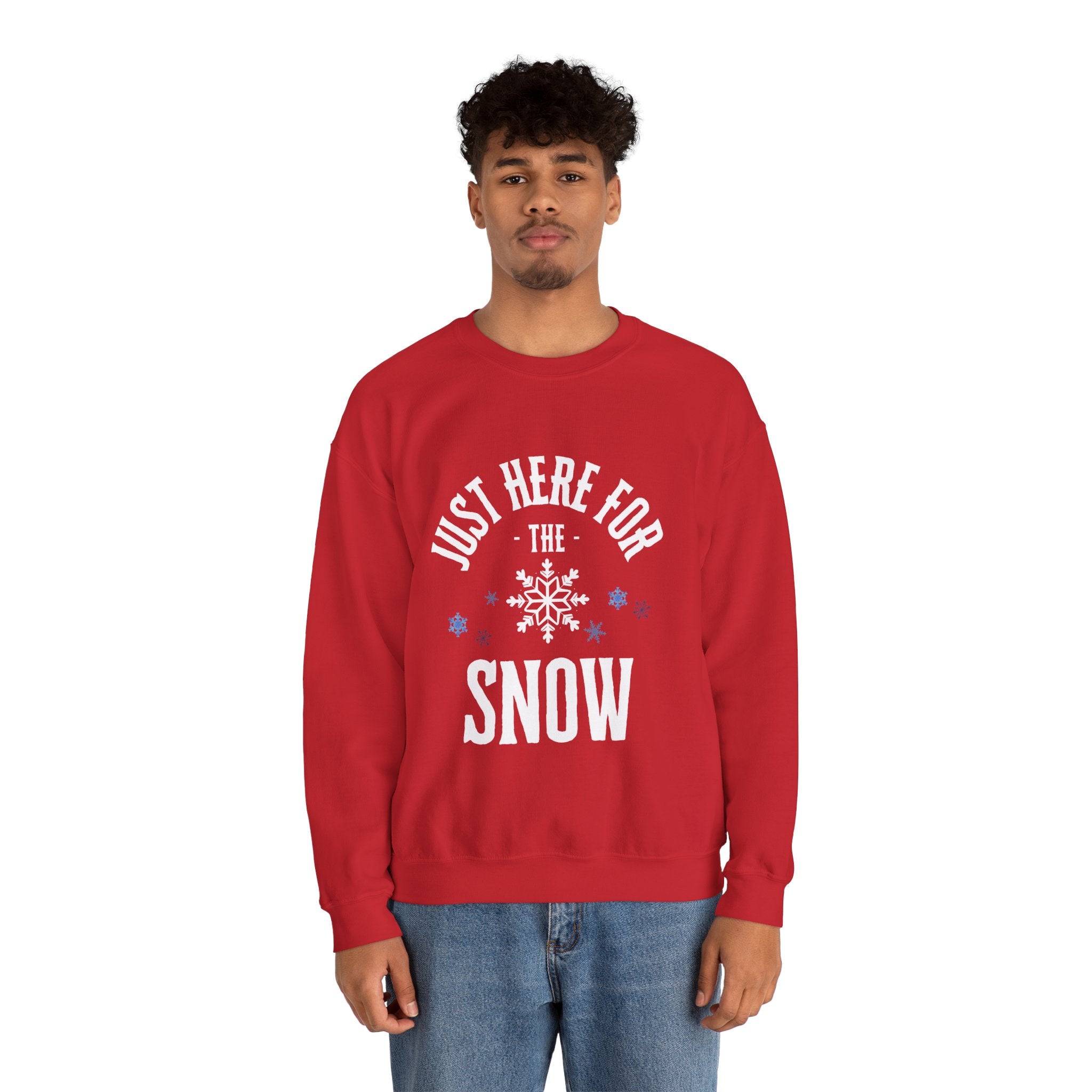 ‘Here For The Snow’ White Print Crewneck