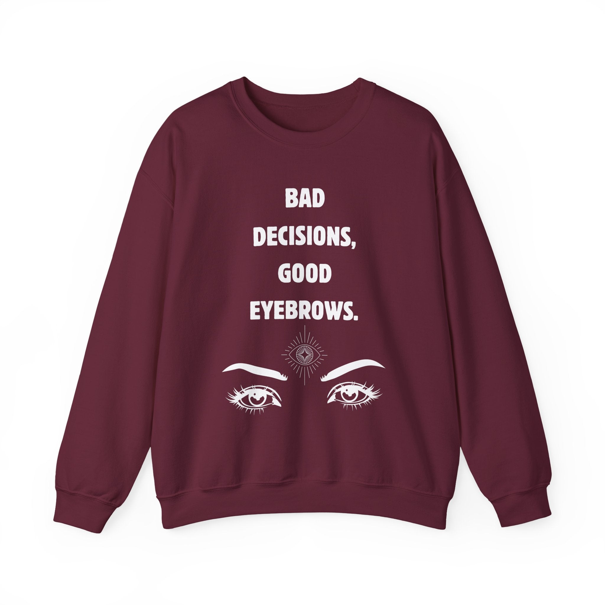 ‘Good Eyebrows’ White Print Crewneck