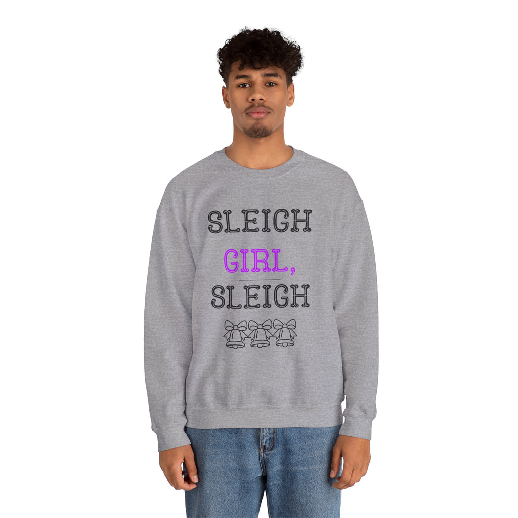 ‘Sleigh Girl, Sleigh’ Black Print Crewneck