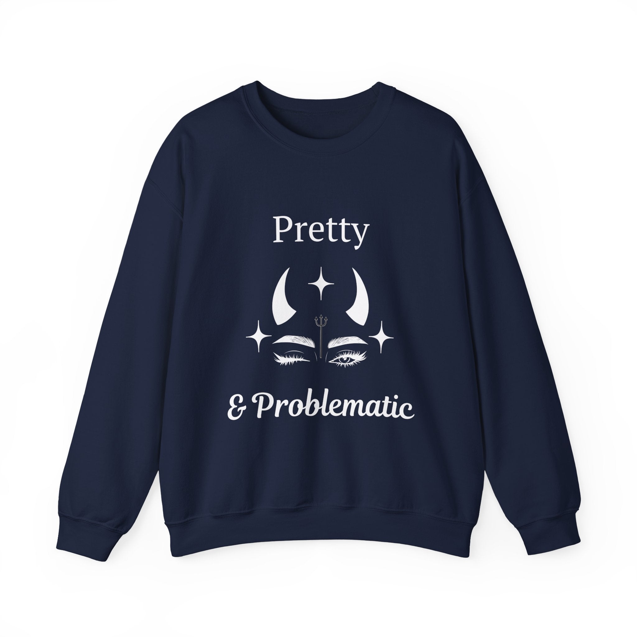 ‘Pretty & Problematic’ White Print Crewneck