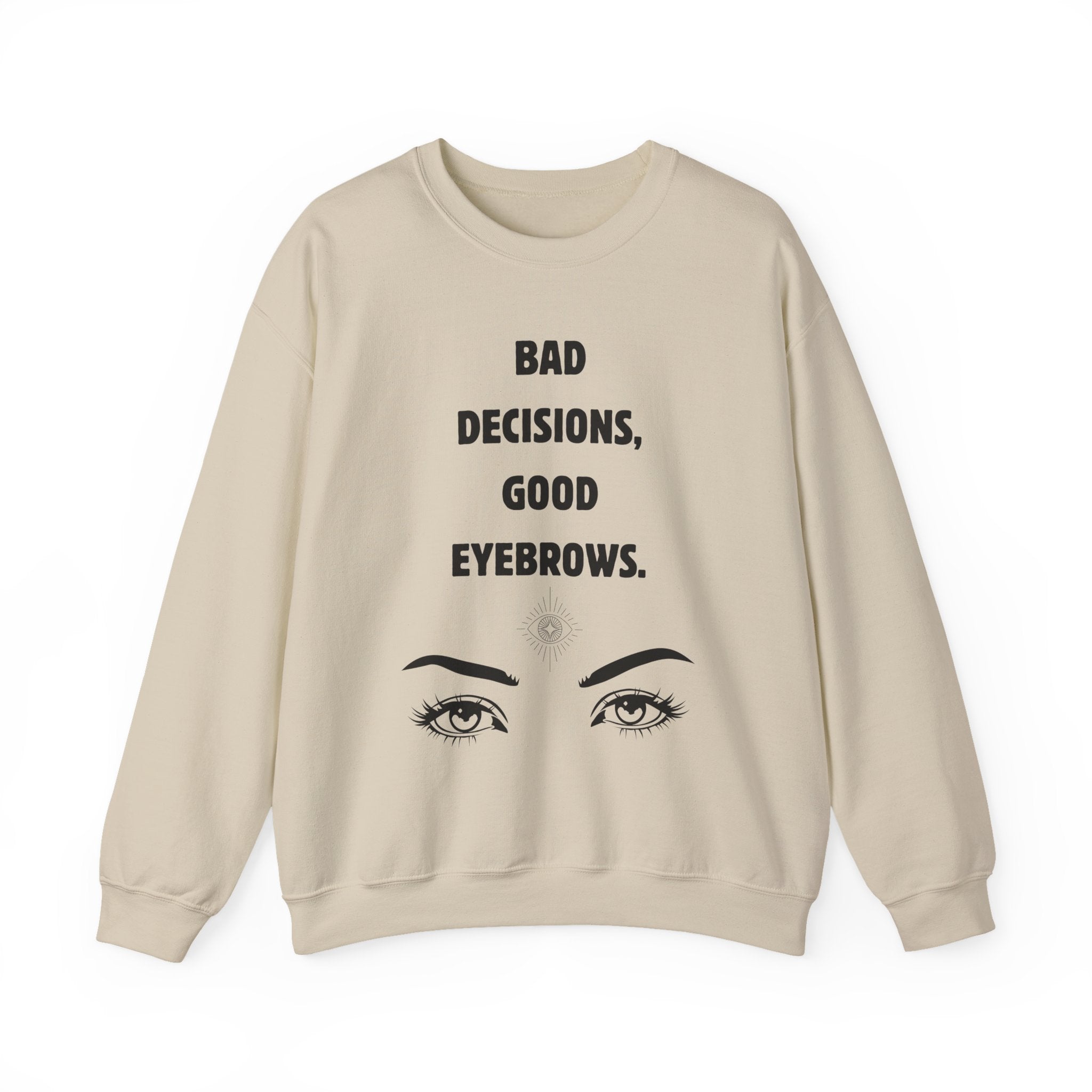 ‘Good Eyebrows’ Black Print Crewneck