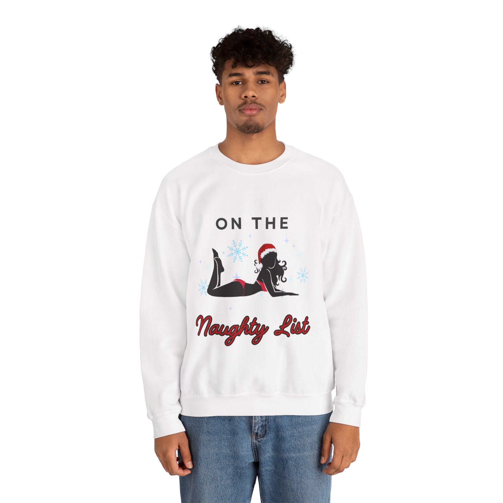 ‘On the Naughty List’ Black Print Christmas Crewneck