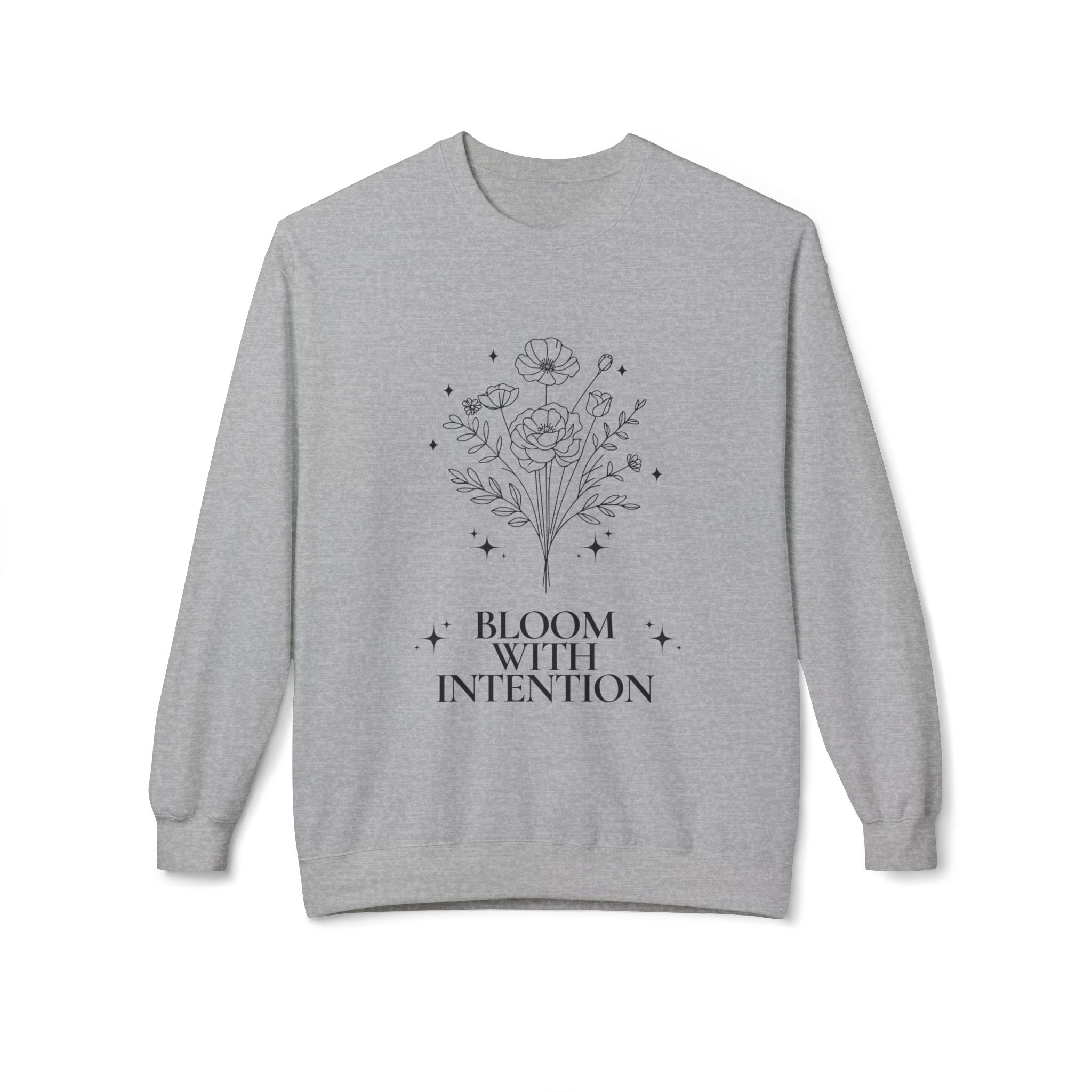 ‘Bloom with Intention’ Black Print Crewneck