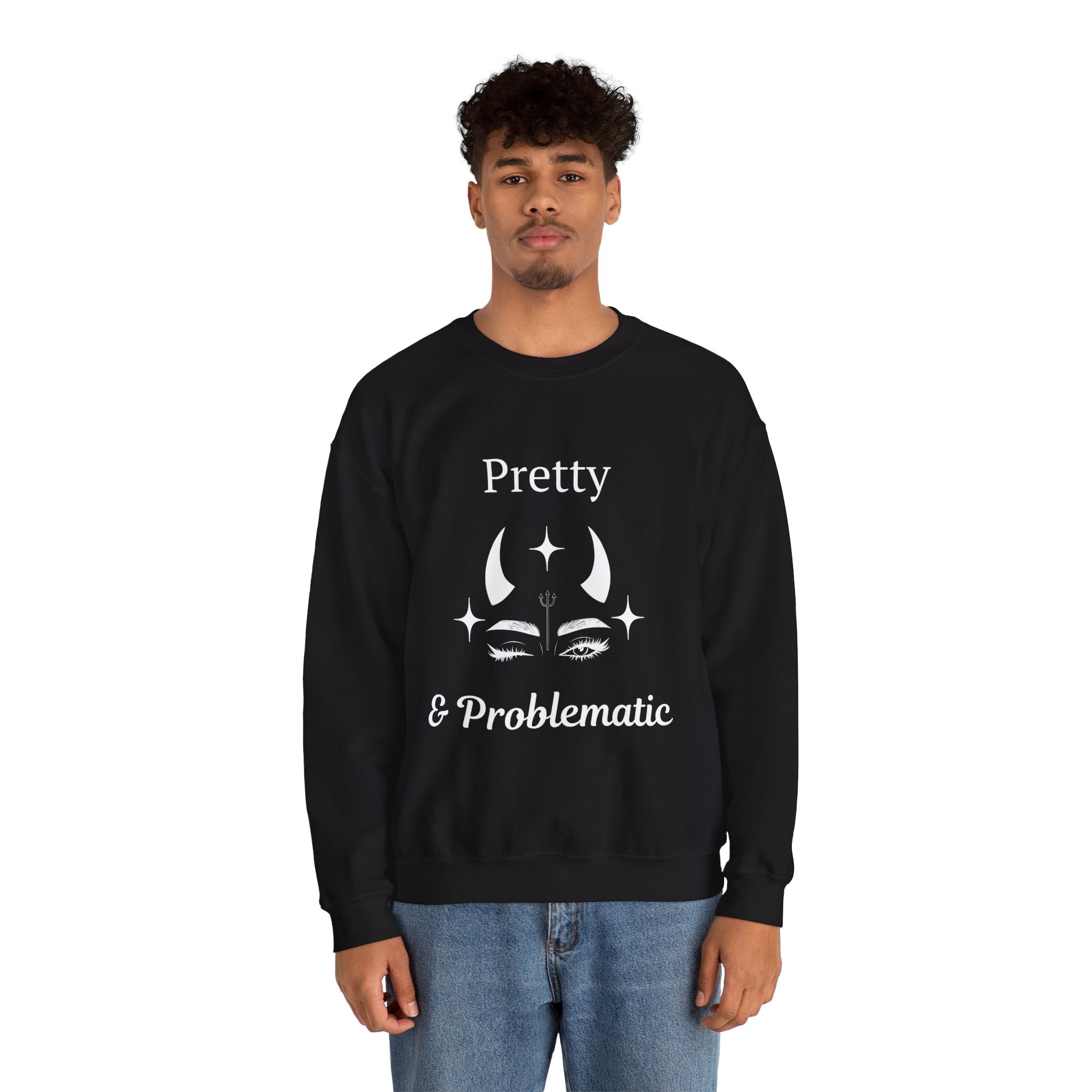 ‘Pretty & Problematic’ White Print Crewneck
