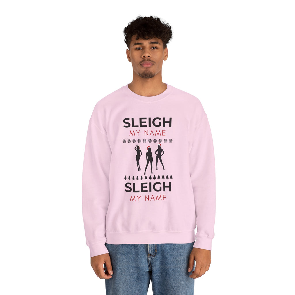 ‘Sleigh My Name’ Black Print Christmas Crewneck