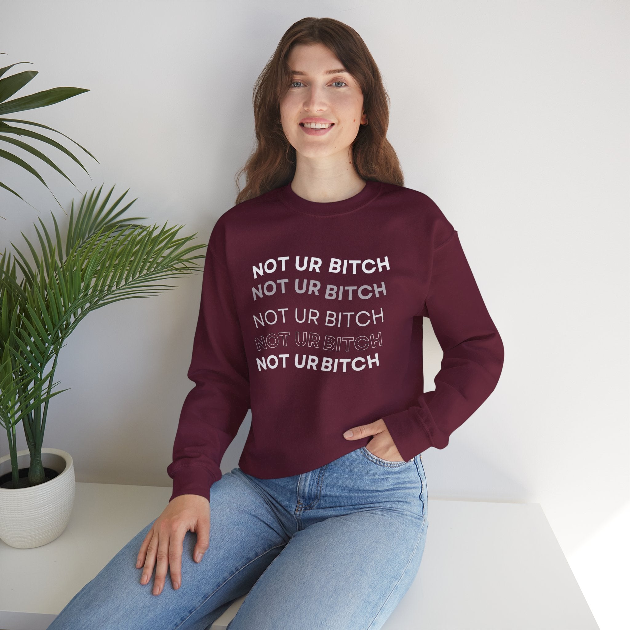 ‘Not Ur Bitch’ White Print Crewneck