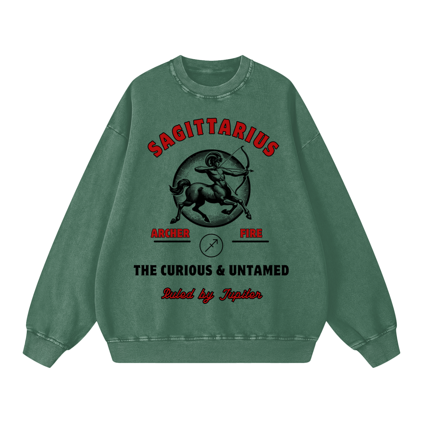 ‘Sagittarius’ Black Print CCC Zodiac Collection Crewneck