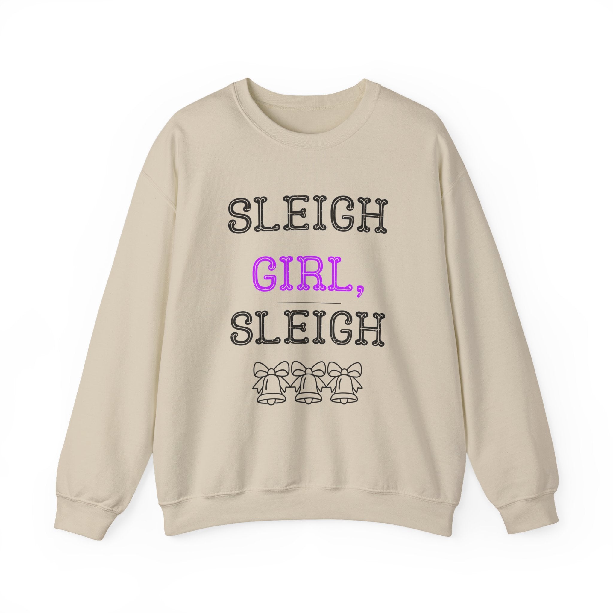 ‘Sleigh Girl, Sleigh’ Black Print Crewneck