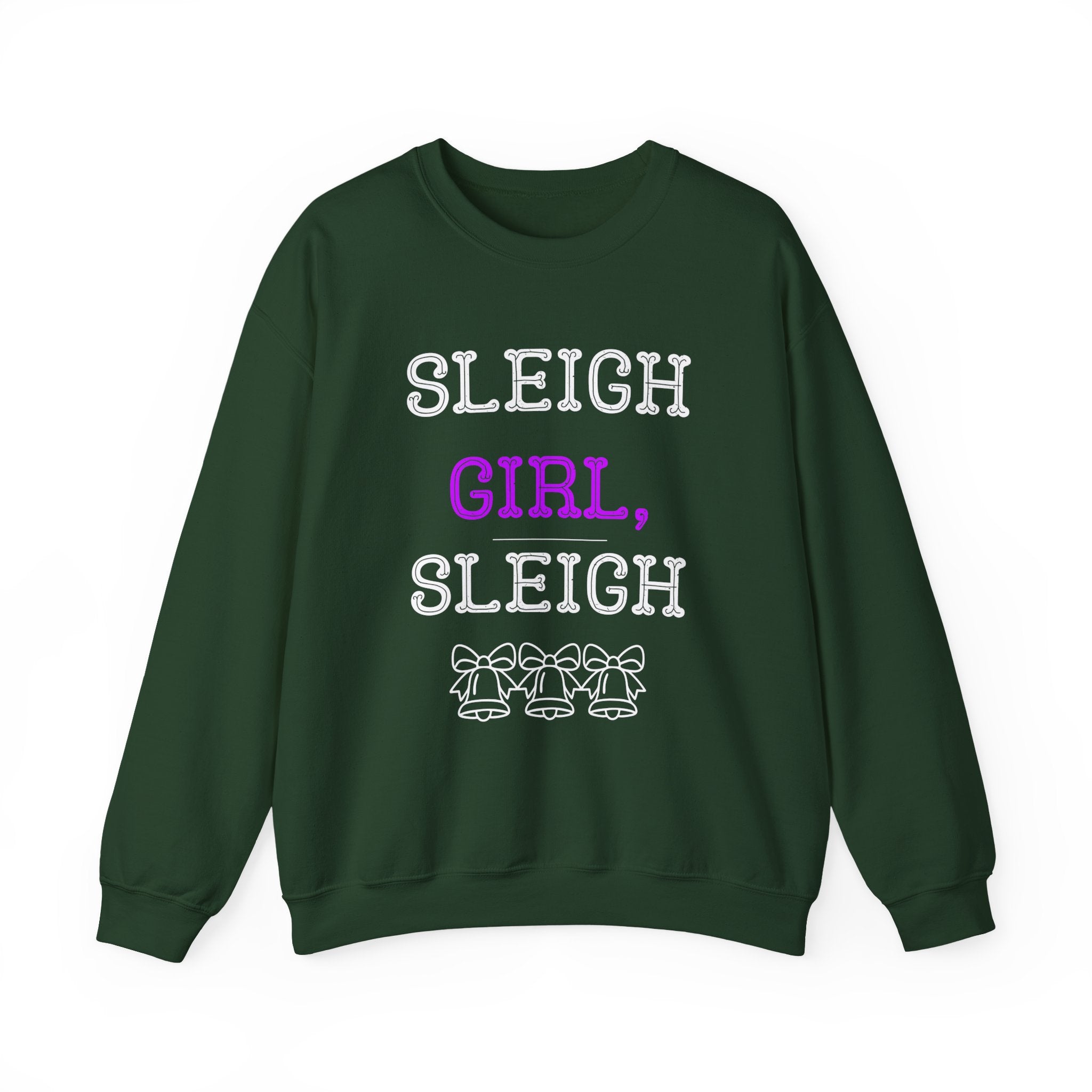 ‘Sleigh Girl Sleigh’ White Print Crewneck