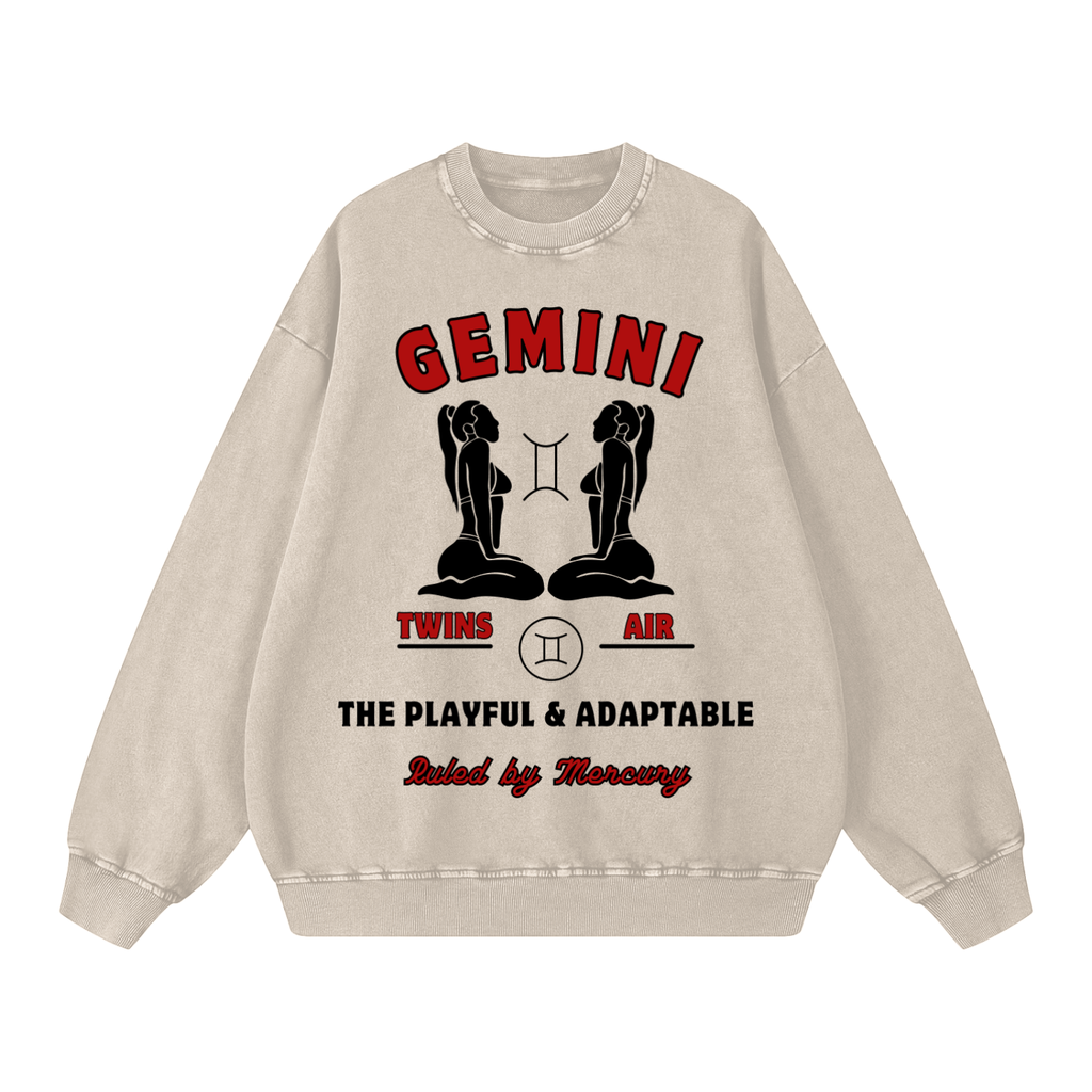 ‘Gemini’ Black Print CCC Zodiac Collection Crewneck