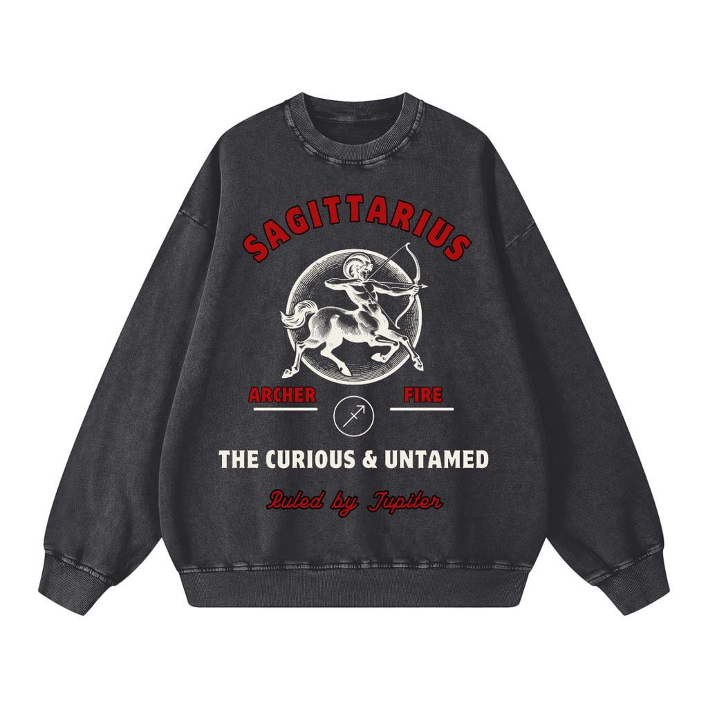 ‘Sagittarius’ White Print CCC Zodiac Collection Crewneck