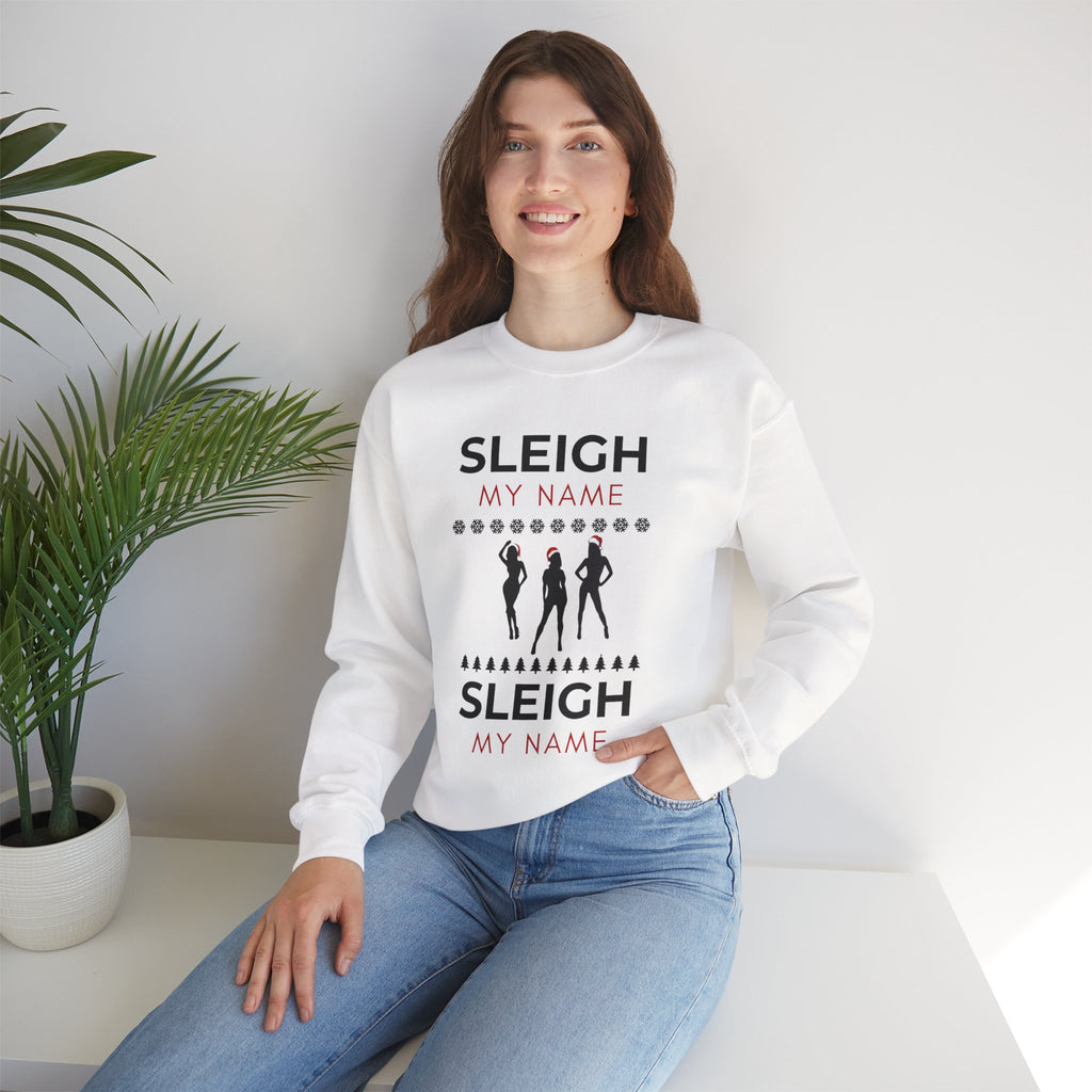 ‘Sleigh My Name’ Black Print Christmas Crewneck