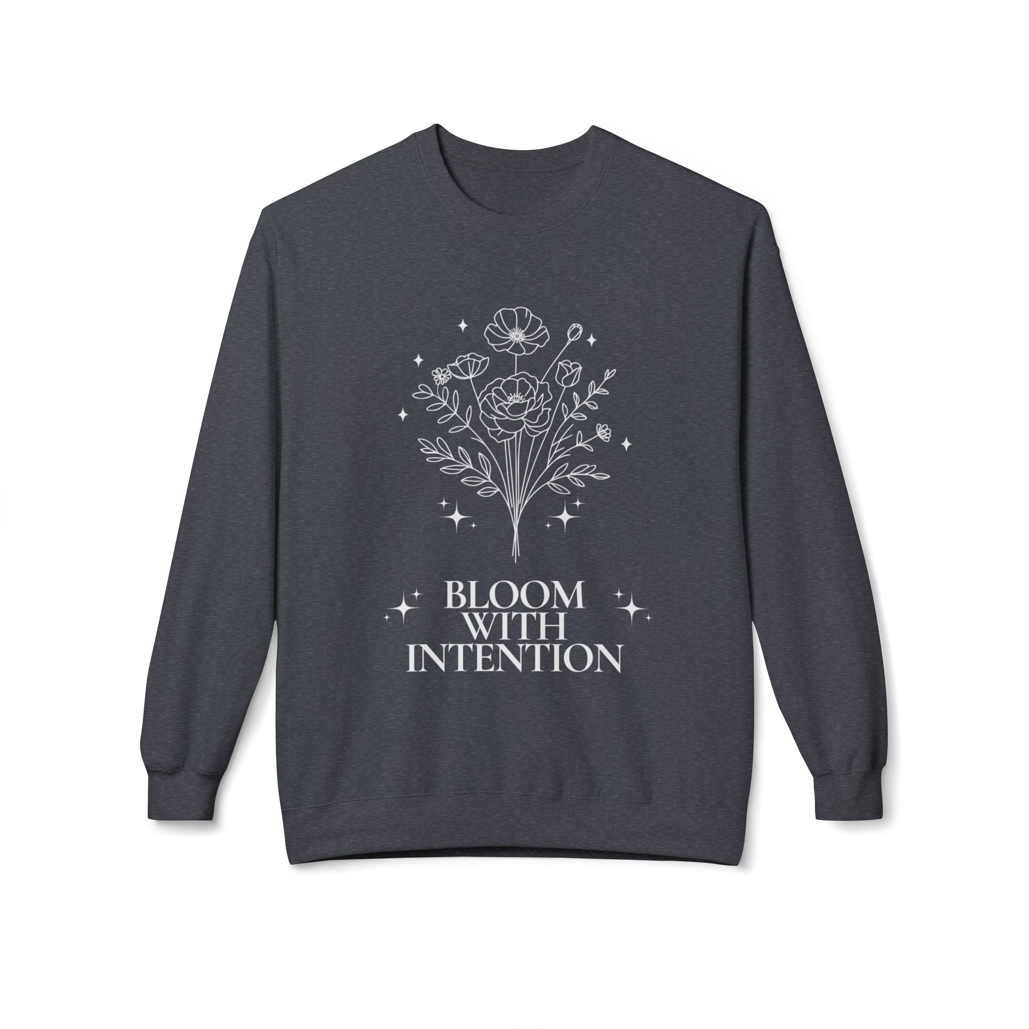 ‘Bloom with Intention’ White Print Crewneck